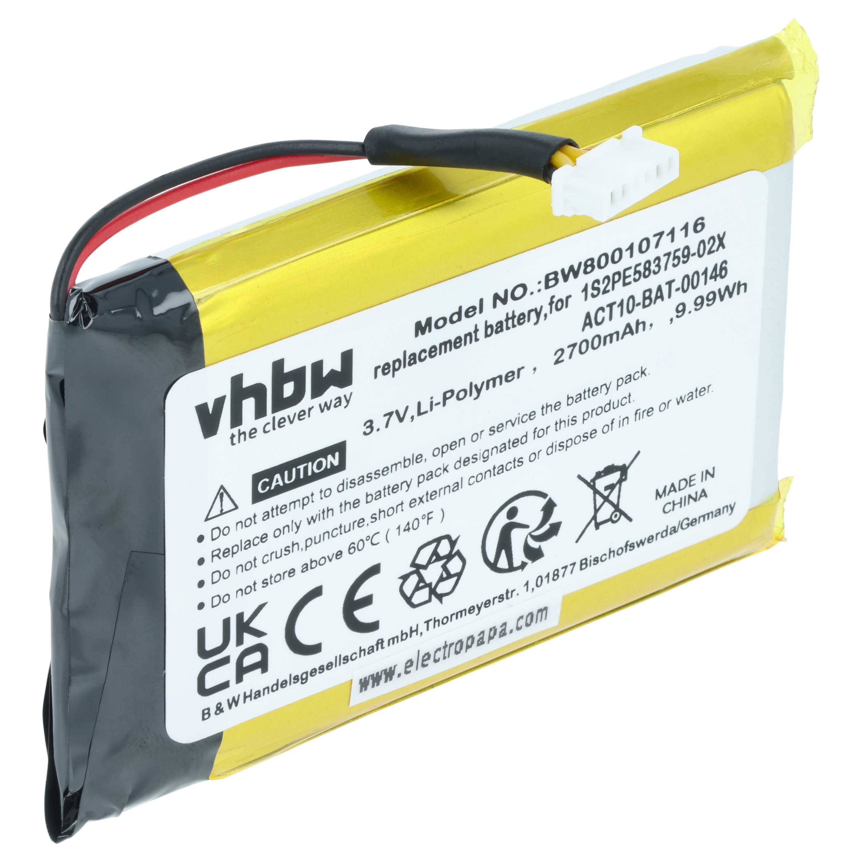 vhbw Akku kompatibel mit Satmap Active 12 | 10 GPS Navigation Navi (2700 mAh, 3,7 V, Li-Polymer)-0
