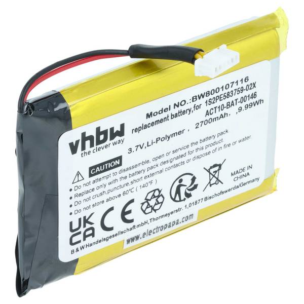 vhbw Akku kompatibel mit Satmap Active 12 | 10 GPS Navigation Navi (2700 mAh, 3,7 V, Li-Polymer)