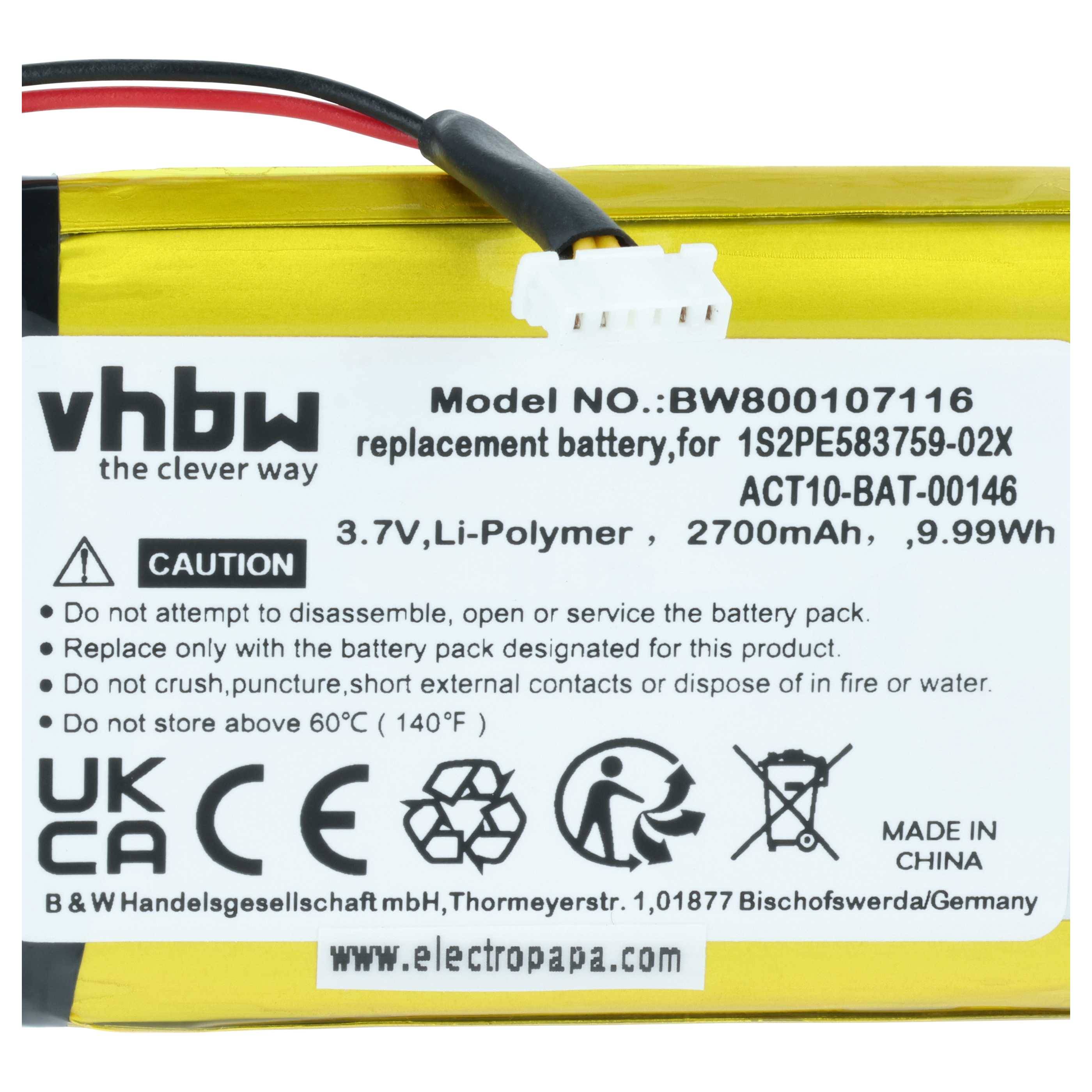 vhbw Akku kompatibel mit Satmap Active 12 | 10 GPS Navigation Navi (2700 mAh, 3,7 V, Li-Polymer)-3
