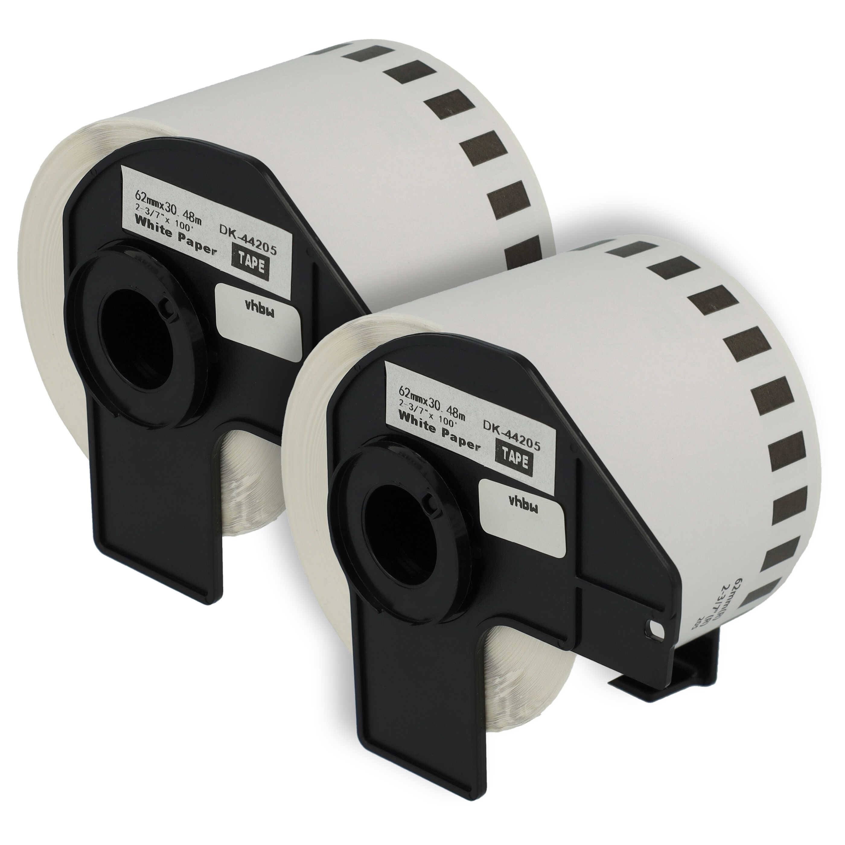 vhbw 2x Etiketten-Rolle mit Halter 62mm x 30,48m (1 Etikette) kompatibel mit Brother PT QL-710 Etiketten-Drucker --0