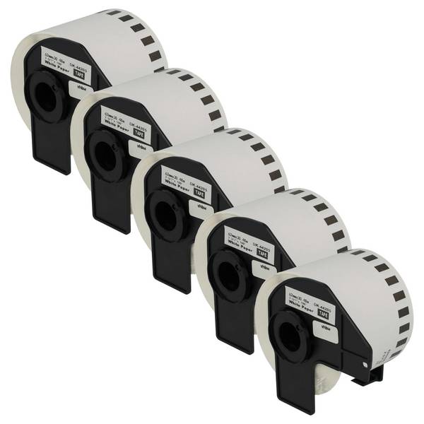vhbw 5x Etiketten-Rolle mit Halter 62mm x 30,48m (1 Etikette) kompatibel mit Brother PT QL-560 Etiketten-Drucker -