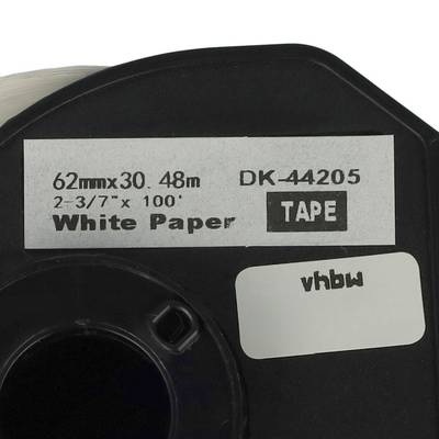 vhbw 10x Etiketten-Rolle mit Halter 62mm x 30,48m (1 Etikette) kompatibel mit Brother PT QL500BS Etiketten-Drucker --3