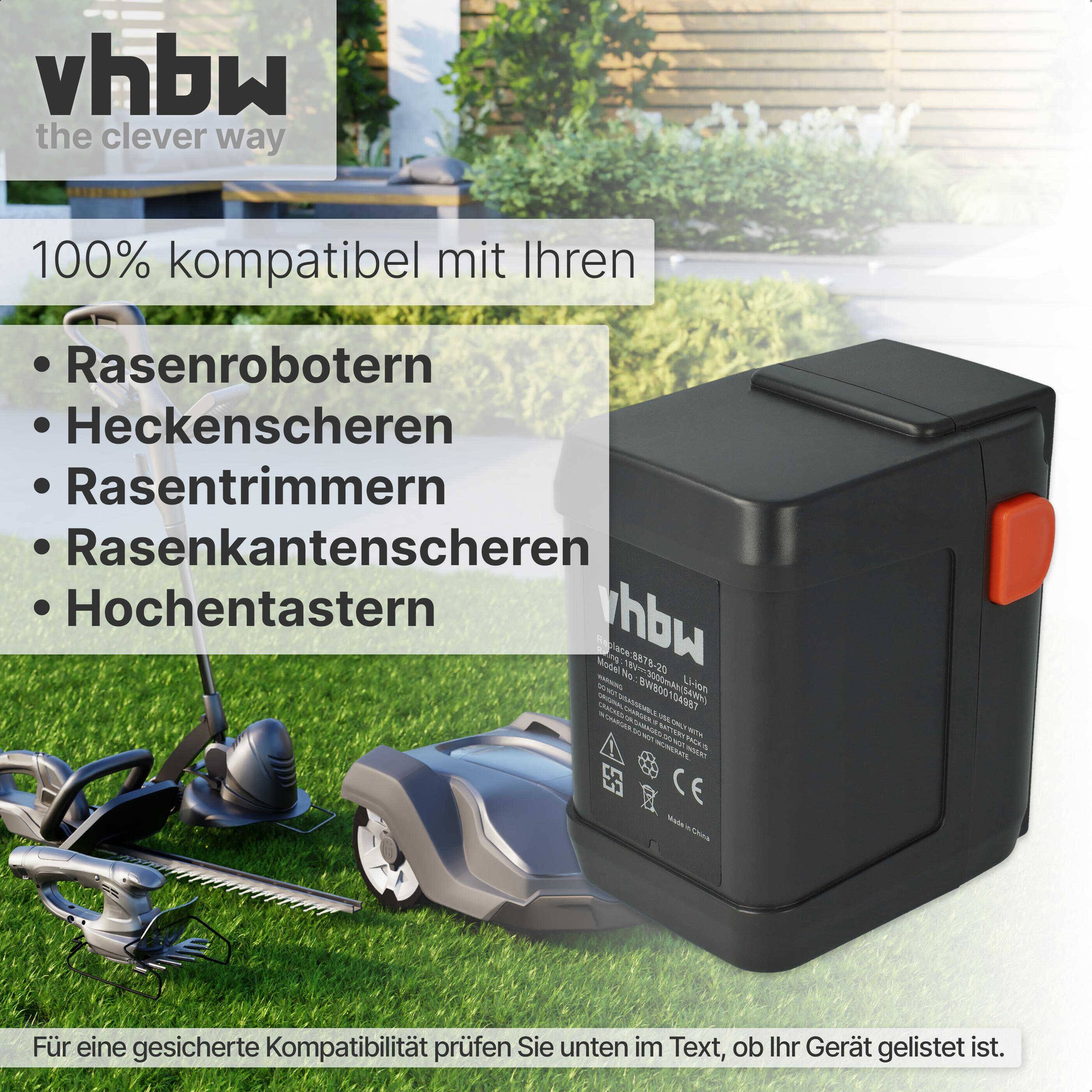 vhbw Akku kompatibel mit Gardena HighCut 48-Li (8882-20) | ErgoCut 48-Li (8878-20) Grasschere, Strauchschere (3000mAh-2
