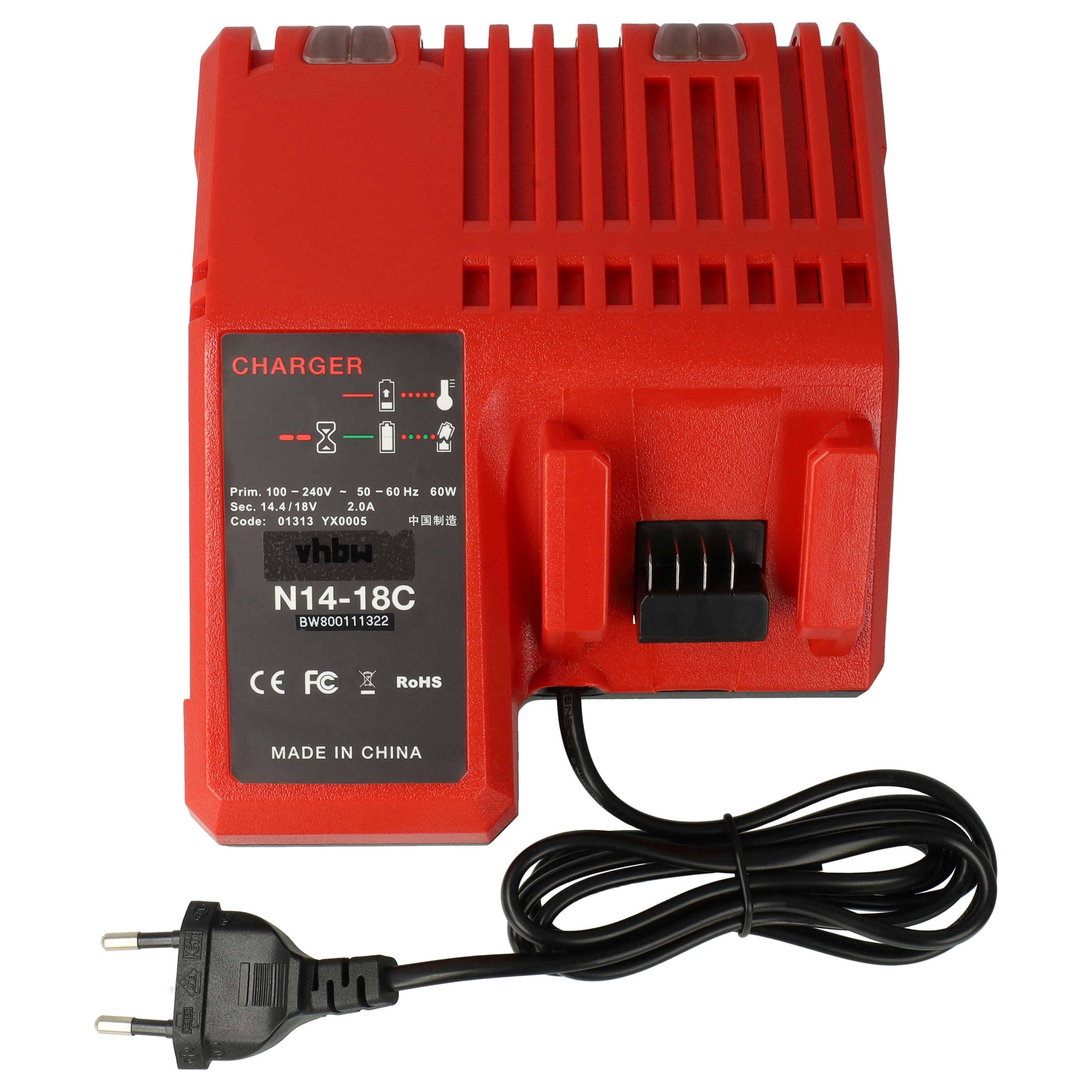 vhbw Ladegerät kompatibel mit Milwaukee M18 XC | M14 BX Werkzeug Li-Ion-Akkus-0