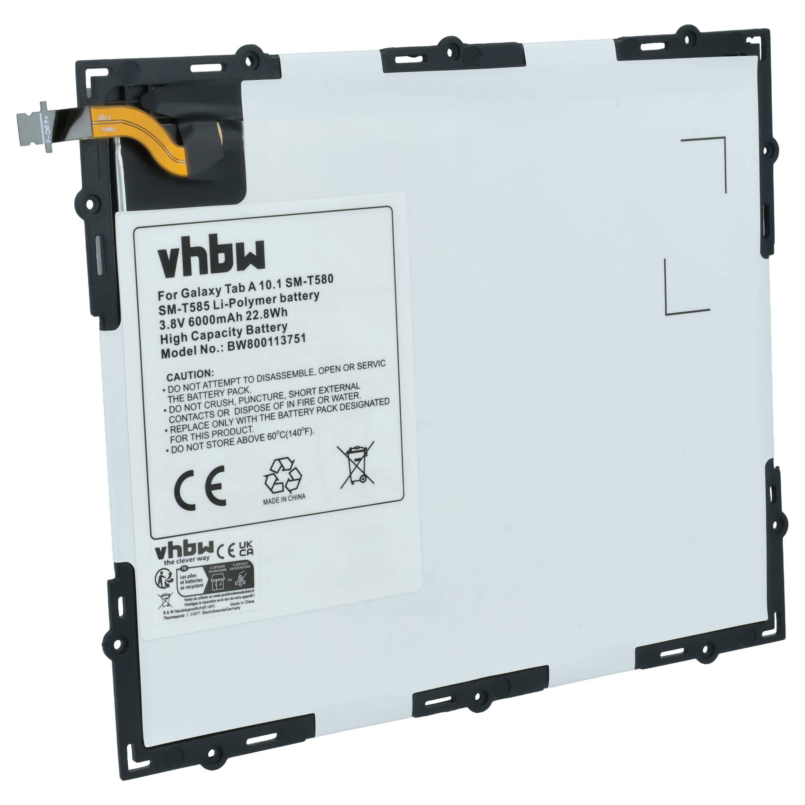 vhbw Akku Ersatz für Samsung GH43-04628A | EB-BT585ABE, EB-BT585ABA für Tablet Pad (6000 mAh, 3,8 V, Li-Polymer)-0