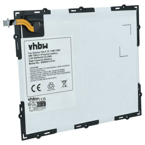 vhbw Akku Ersatz für Samsung GH43-04628A | EB-BT585ABE, EB-BT585ABA für Tablet Pad (6000 mAh, 3,8 V, Li-Polymer)