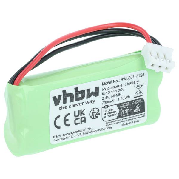 vhbw Akku kompatibel mit Philips Xalio 300 Duo | T372, Zenia 300 Voice Duo schnurlos Festnetz Telefon (700 mAh, 2,4 V