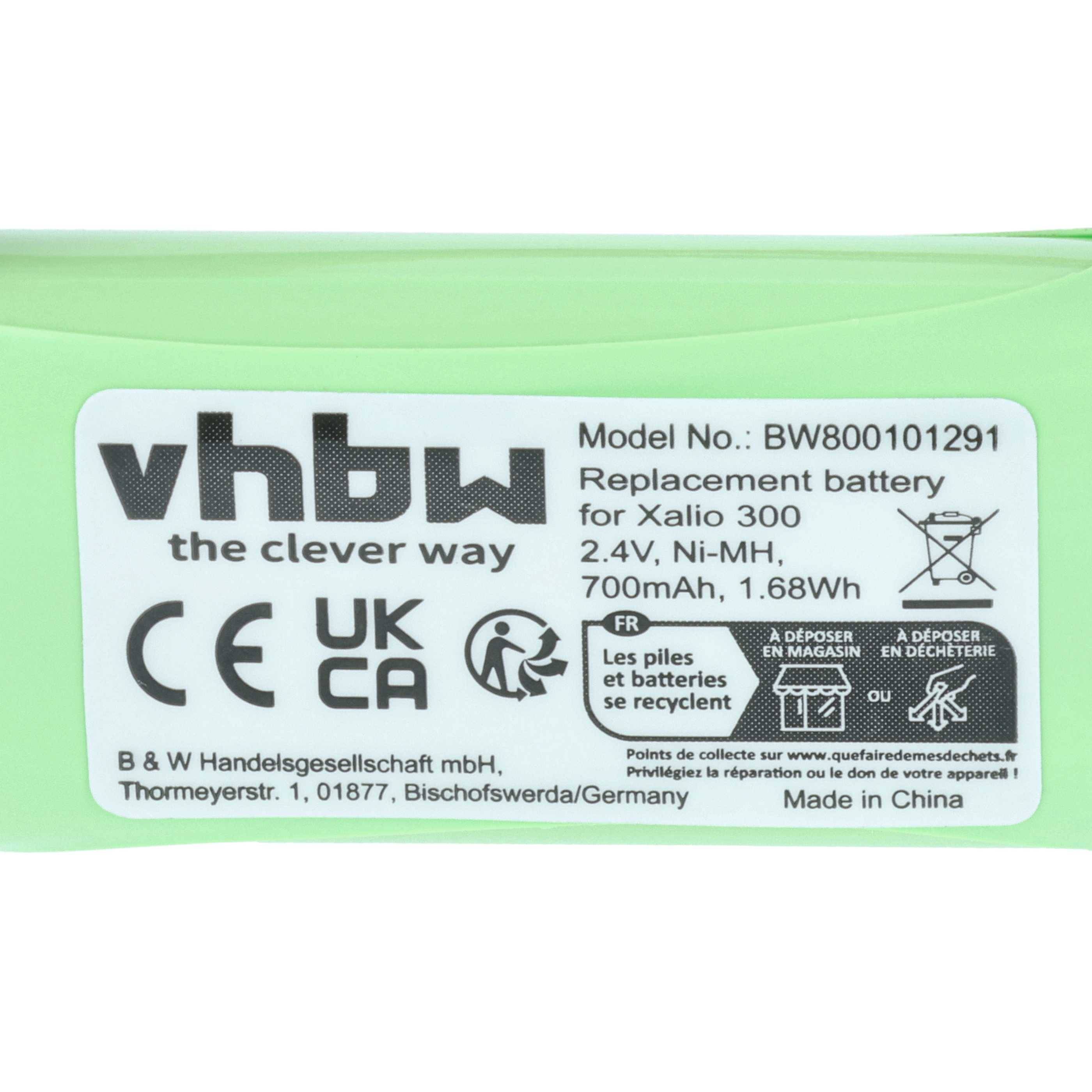 vhbw Akku kompatibel mit Philips Xalio 300 Duo | T372, Zenia 300 Voice Duo schnurlos Festnetz Telefon (700 mAh, 2,4 V-3