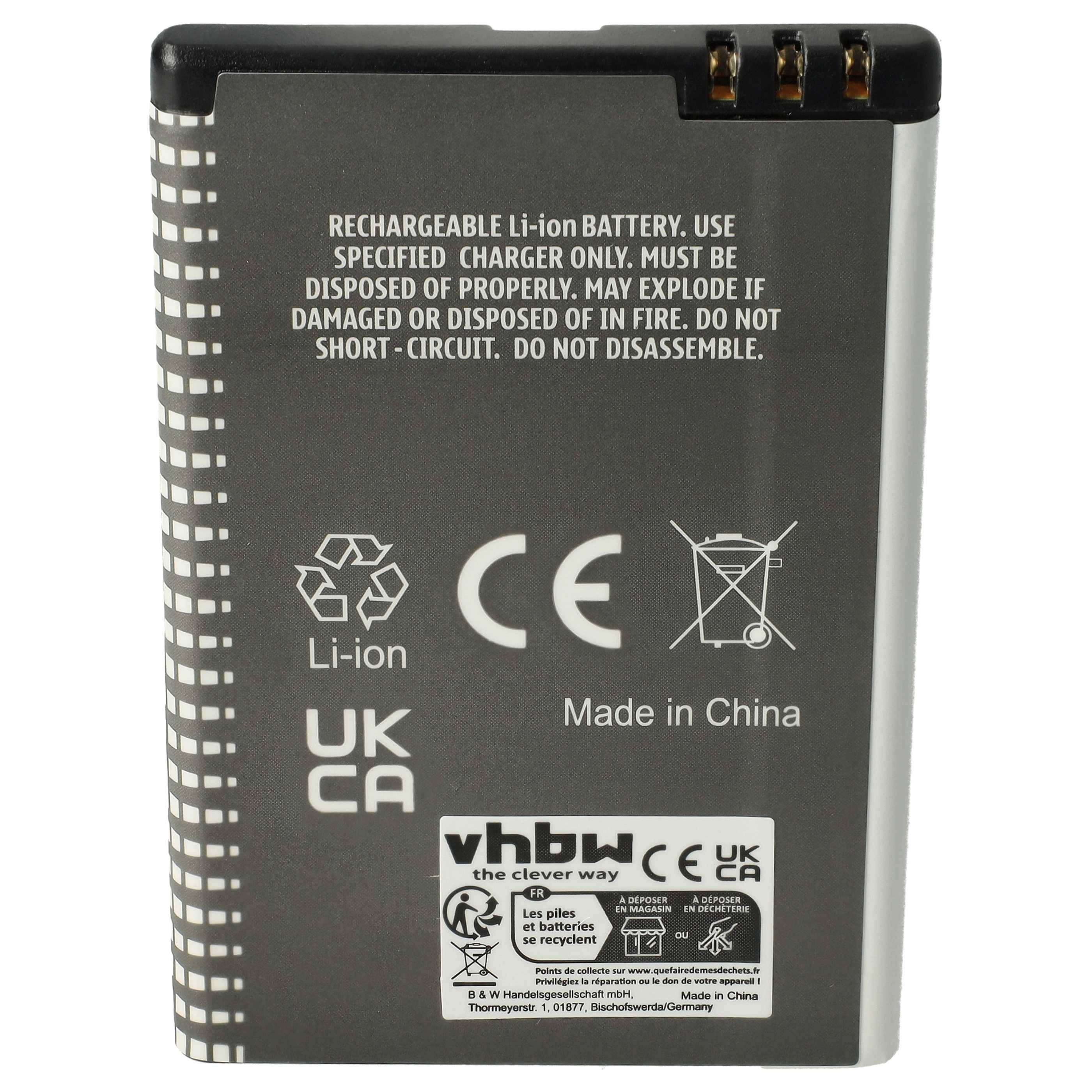 vhbw Akku kompatibel mit Nokia E63 | E52, E71x, E6, 6760 Slide, Clipper, E61i, E6-00, E55, E71 Handy Smartphone Telefon-2