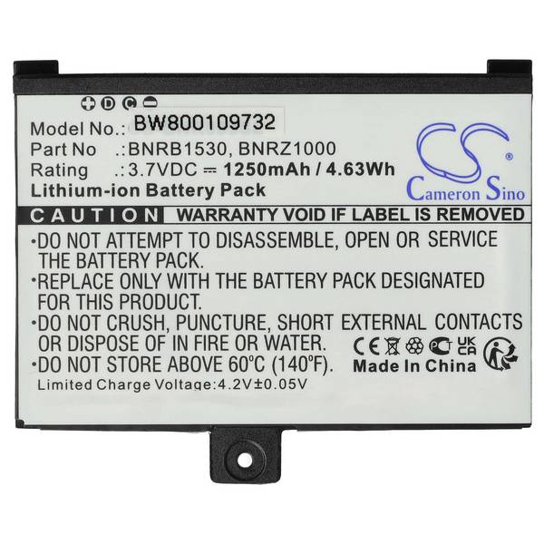 vhbw Akku Ersatz für Barnes & Noble BNRB1530-PE | BNRB454261, BNRV100, BNRZ100 für eBook Reader (1250 mAh, 3,7 V