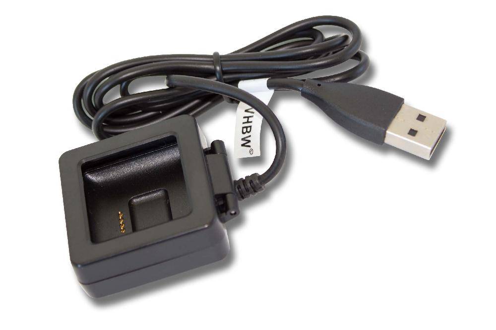 vhbw USB-Ladestation kompatibel mit Fitbit Blaze Smartwatch | Ladeschale + Aufladekabel, 100 cm, Schwarz-0