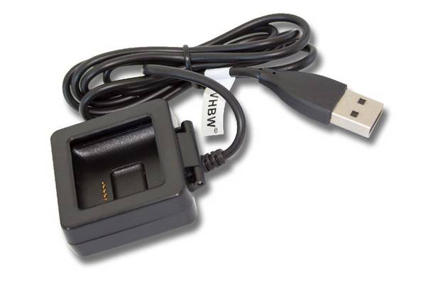 vhbw USB-Ladestation kompatibel mit Fitbit Blaze Smartwatch | Ladeschale + Aufladekabel, 100 cm, Schwarz