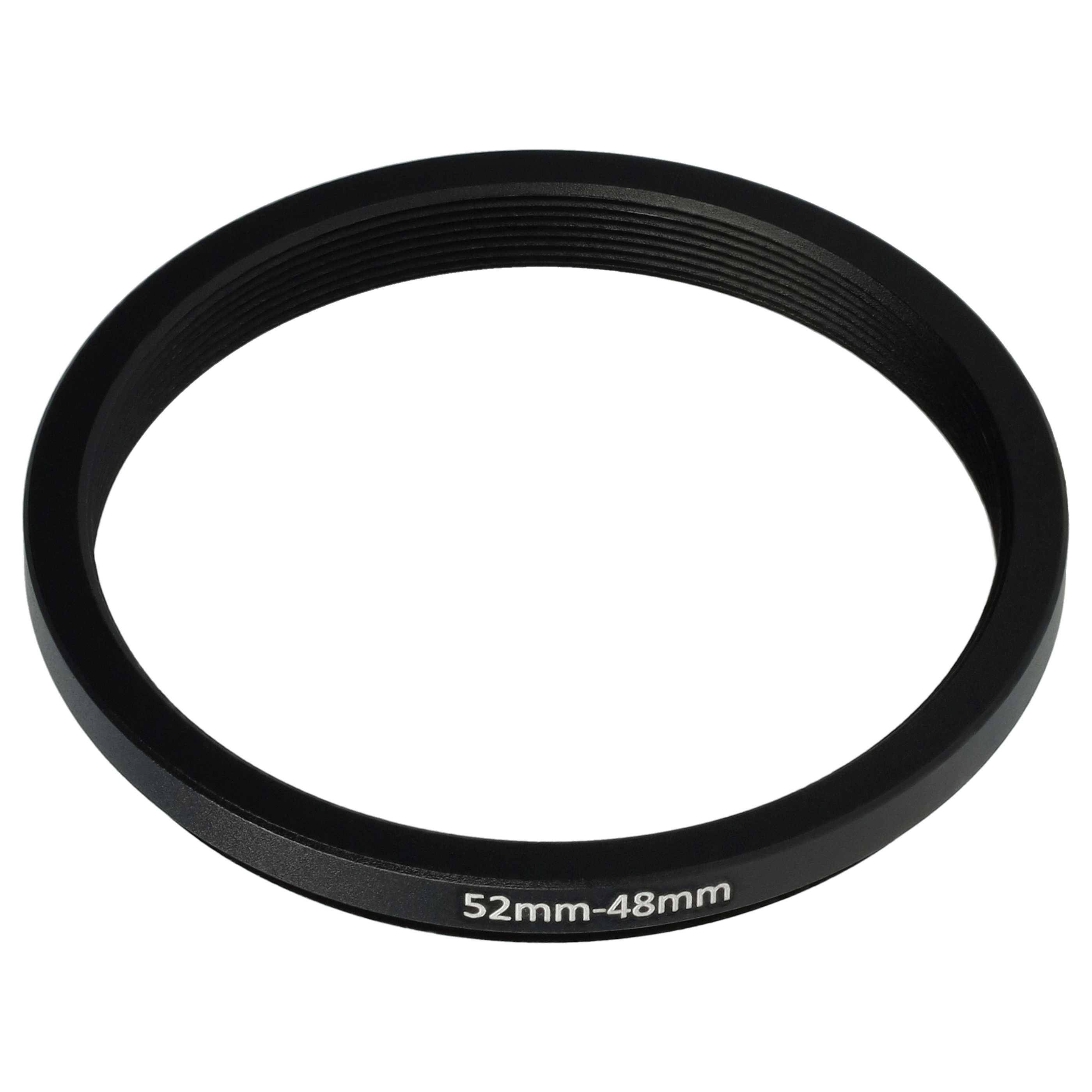 vhbw Step-Down-Ring Adapter von 52 mm auf 48 mm für Kamera Objektiv | Filteradapter, Metall, Schwarz-0