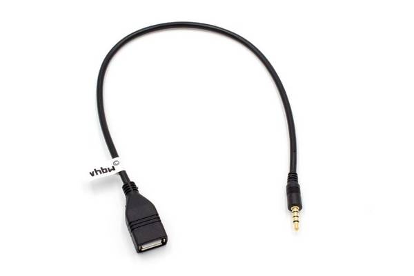 vhbw Adapter OTG für Mobilgerät | Kabeladapter USB Buchse auf AUX Stecker Schwarz