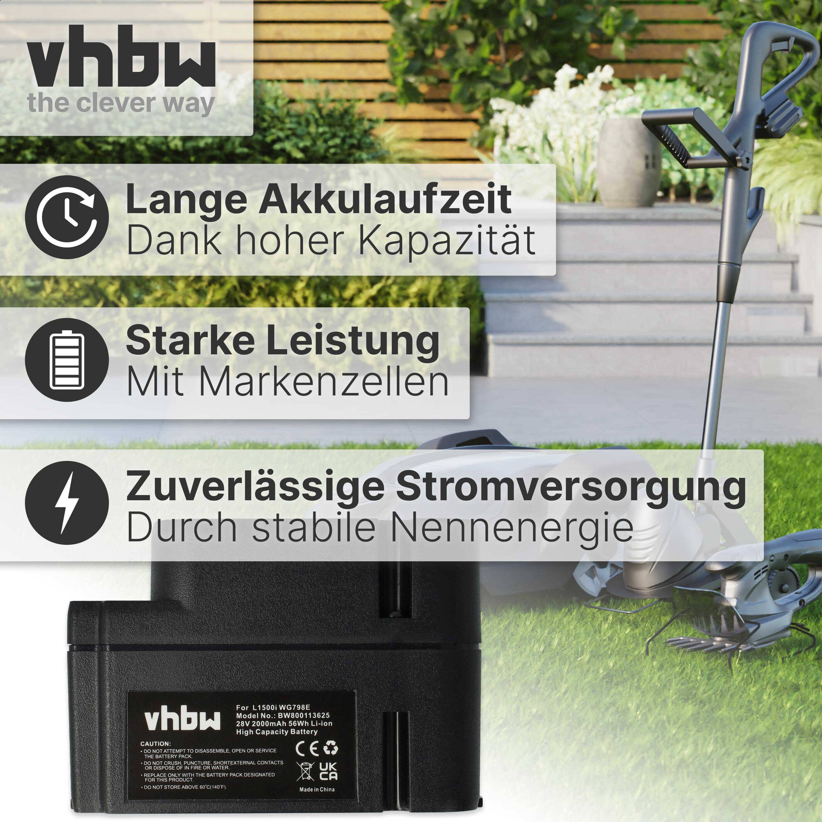 vhbw Akku kompatibel mit Worx Landroid L1500i WG798E | M 500B WG755E, M WG794E, M WG794EDC Mähroboter - Ersatz für-2
