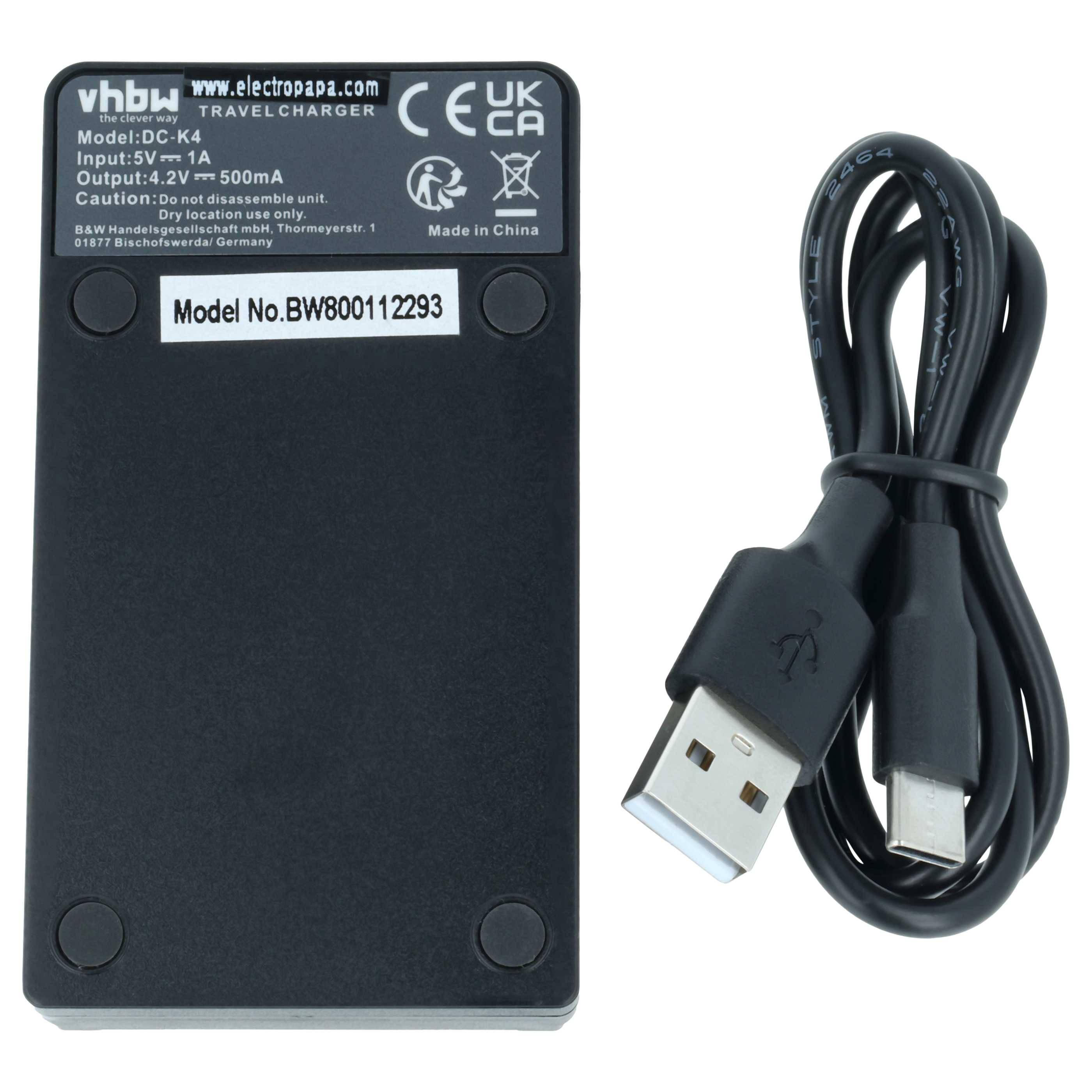 vhbw USB-C Ladegerät kompatibel mit Samsung SLB-0937 für Kamera Camcorder | Ladeschale + USB-C Kabel Ladeanzeige-2