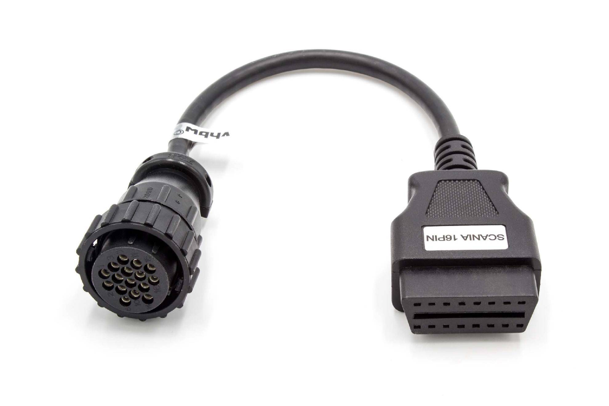 vhbw OBD2 Adapterkabel 16Pin auf 16Pin kompatibel mit ältere Scania KFZ | mit 16Pin-Anschluss für OBD-Diagnosegerät-0