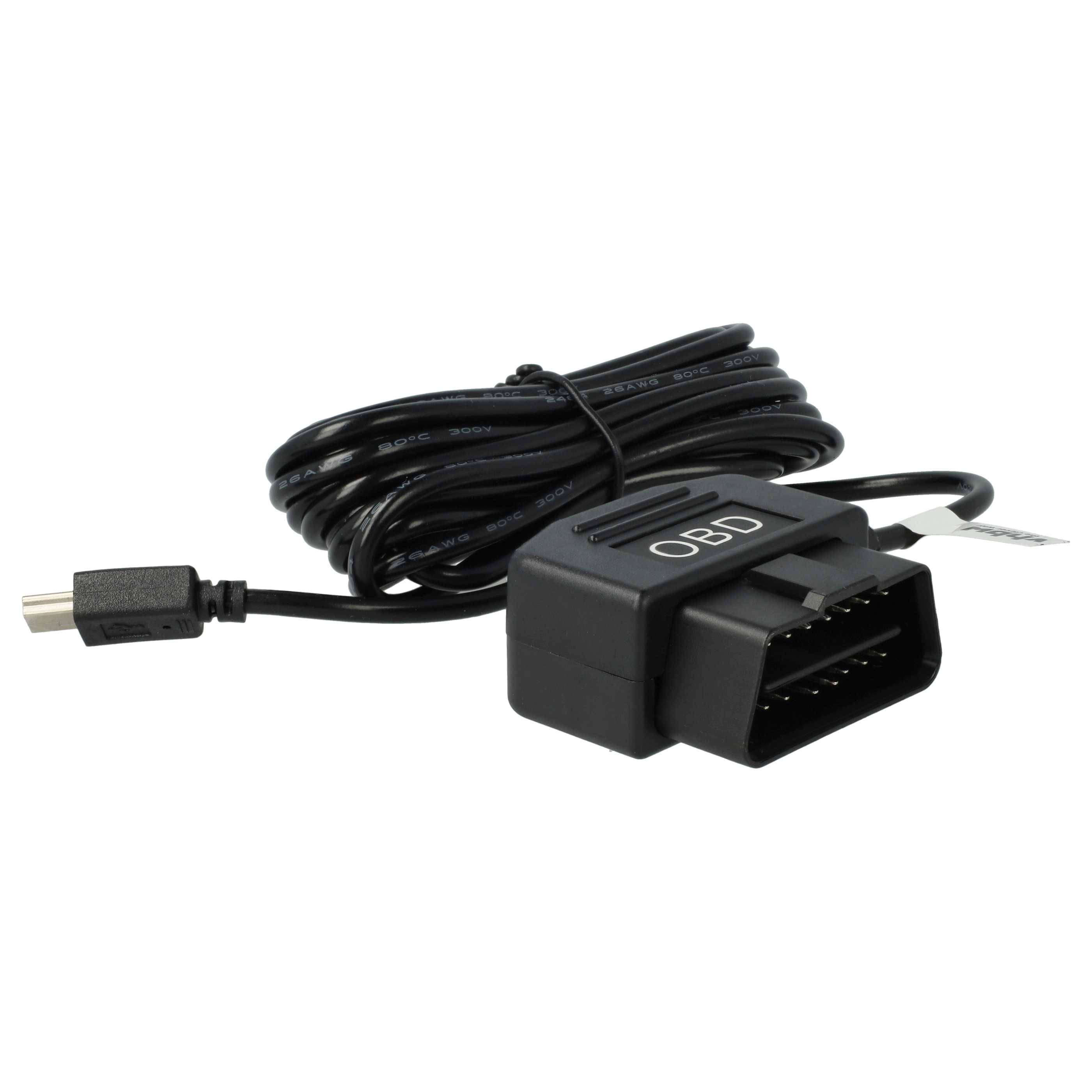 vhbw OBD2 Mini-USB Kabel Ladekabel | für Dashcam GPS Navi Smartphone 3,5m-0