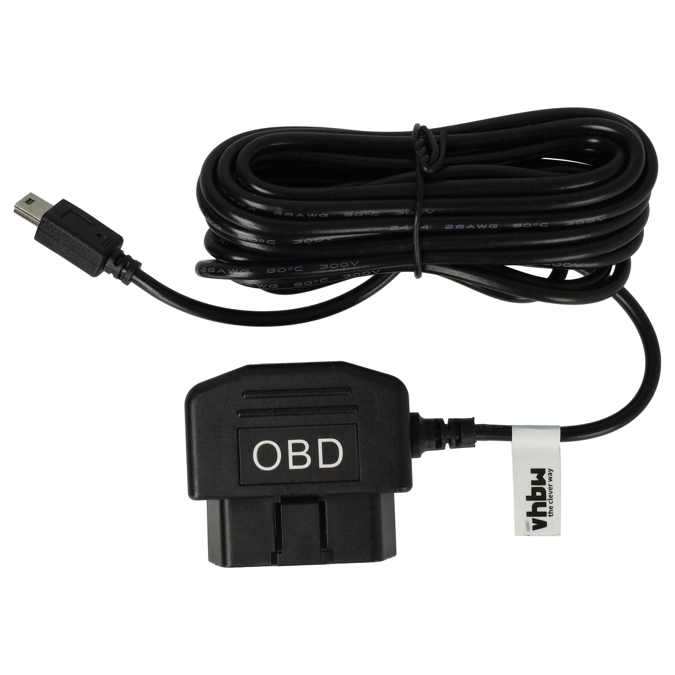 vhbw OBD2 Mini-USB Kabel Ladekabel | für Dashcam GPS Navi Smartphone 3,5m-3