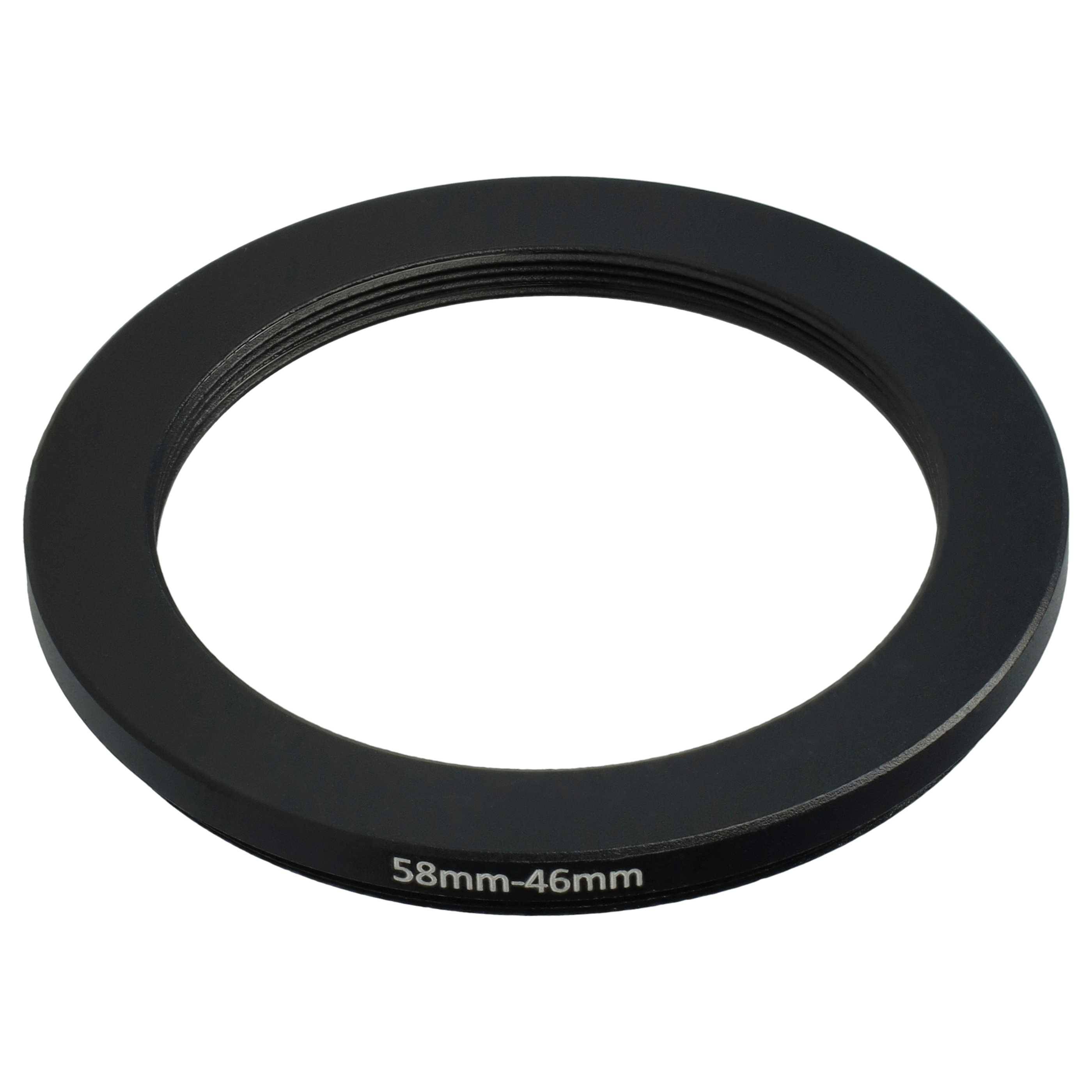 vhbw Step-Down-Ring Adapter von 58 mm auf 46 mm für Kamera Objektiv | Filteradapter, Metall Schwarz-0