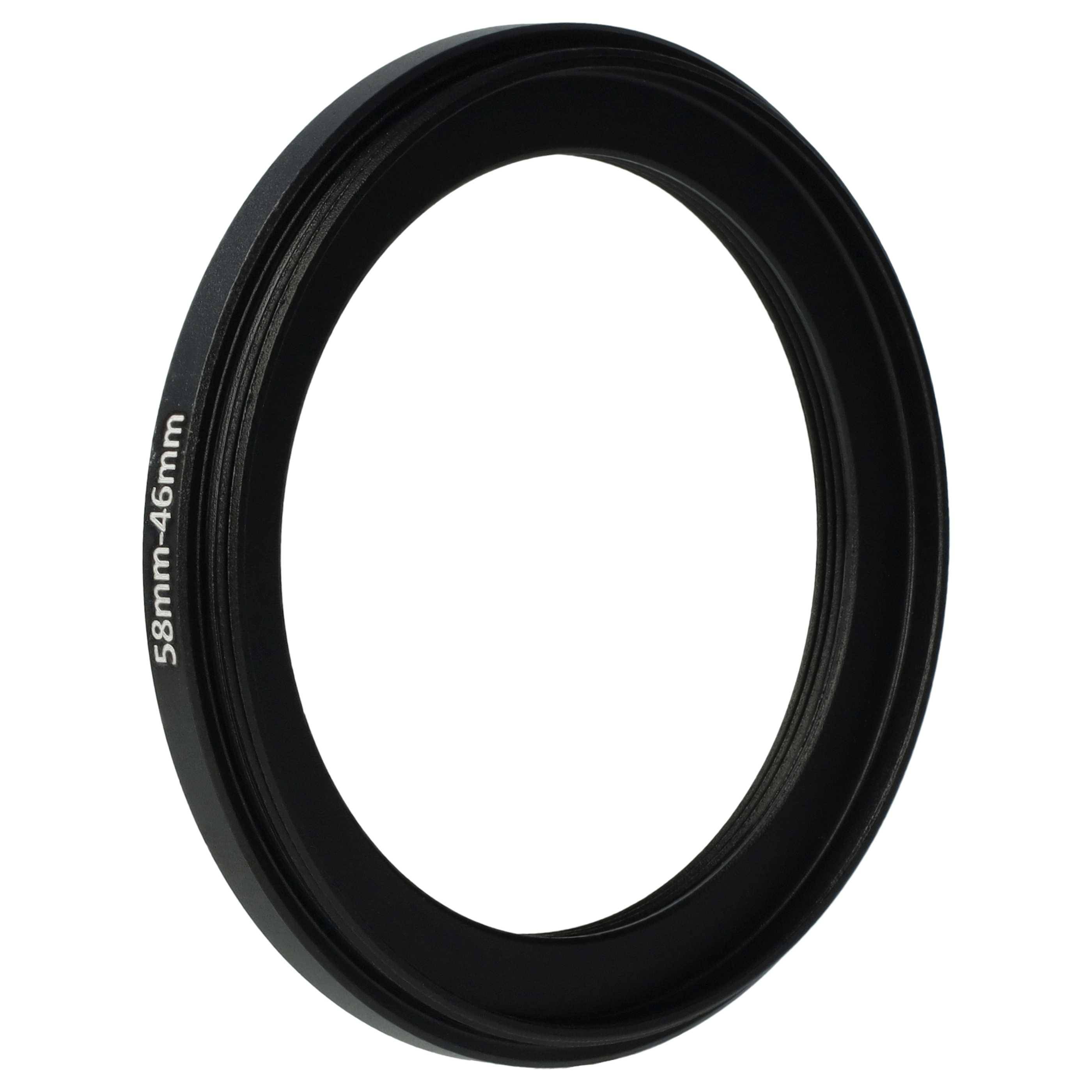 vhbw Step-Down-Ring Adapter von 58 mm auf 46 mm für Kamera Objektiv | Filteradapter, Metall Schwarz-1
