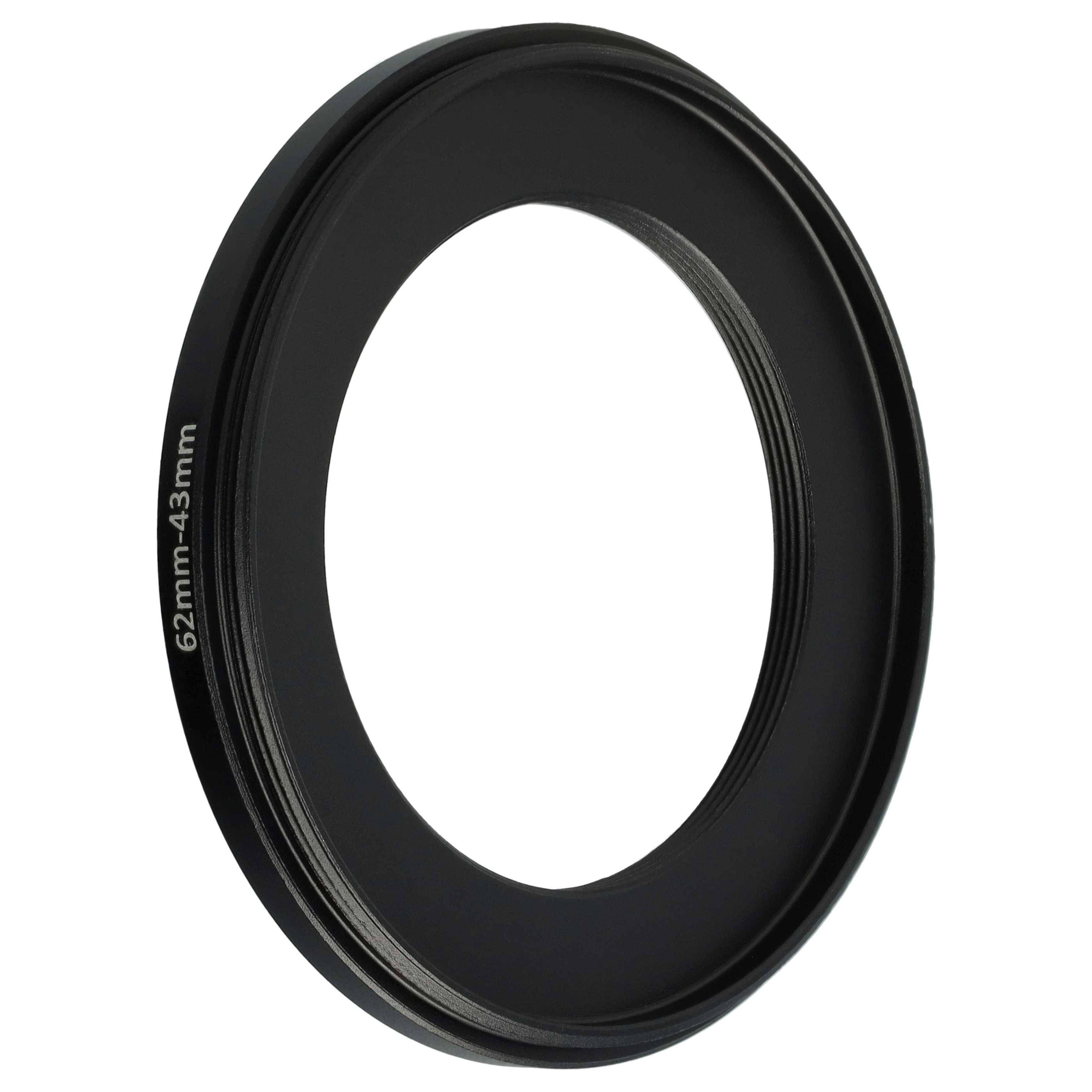 vhbw Step-Down-Ring Adapter von 62 mm auf 43 mm für Kamera Objektiv | Filteradapter, Metall Schwarz-1