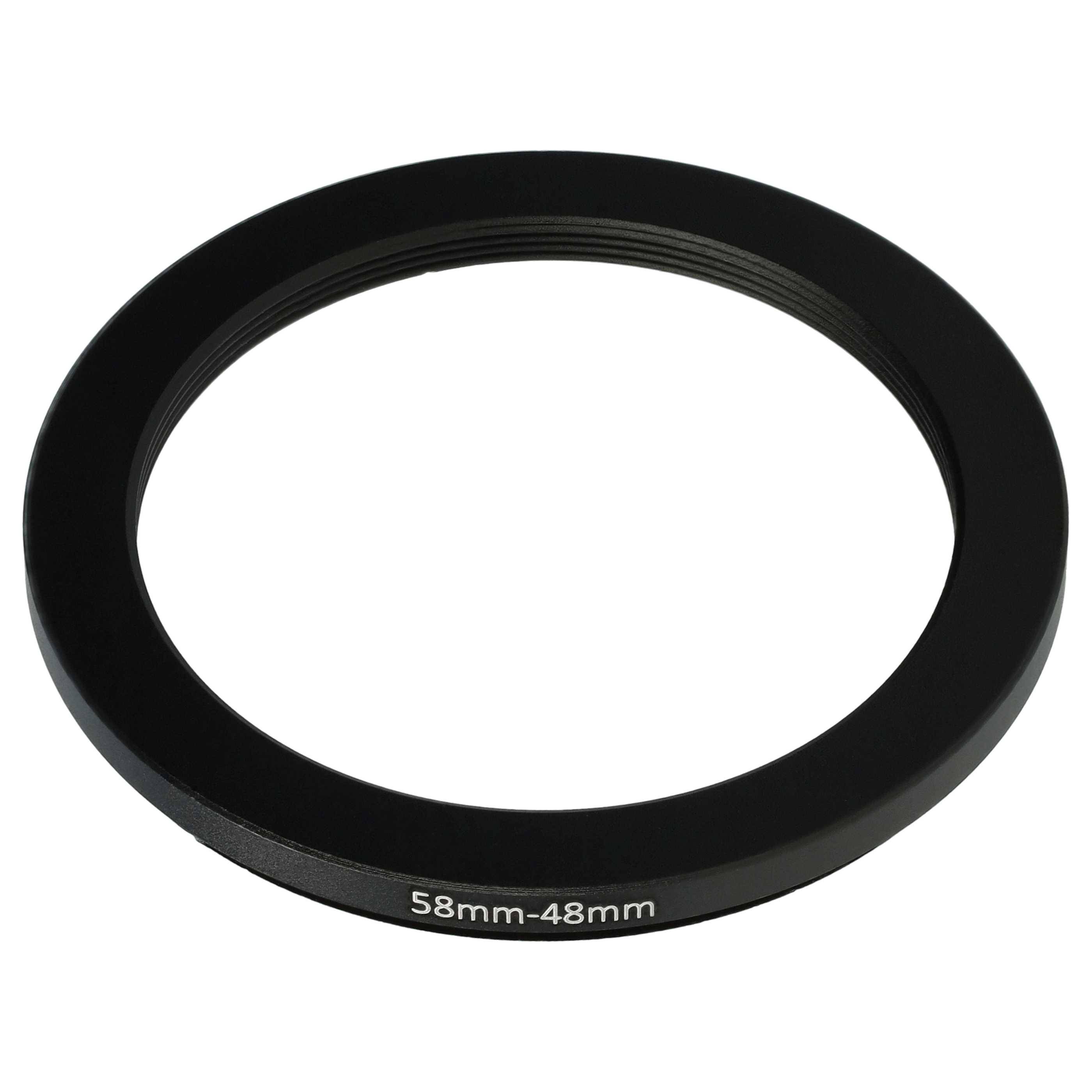 vhbw Step-Down-Ring Adapter 58 mm auf 48 mm für Kamera Objektiv | Filteradapter, Metall Schwarz-0