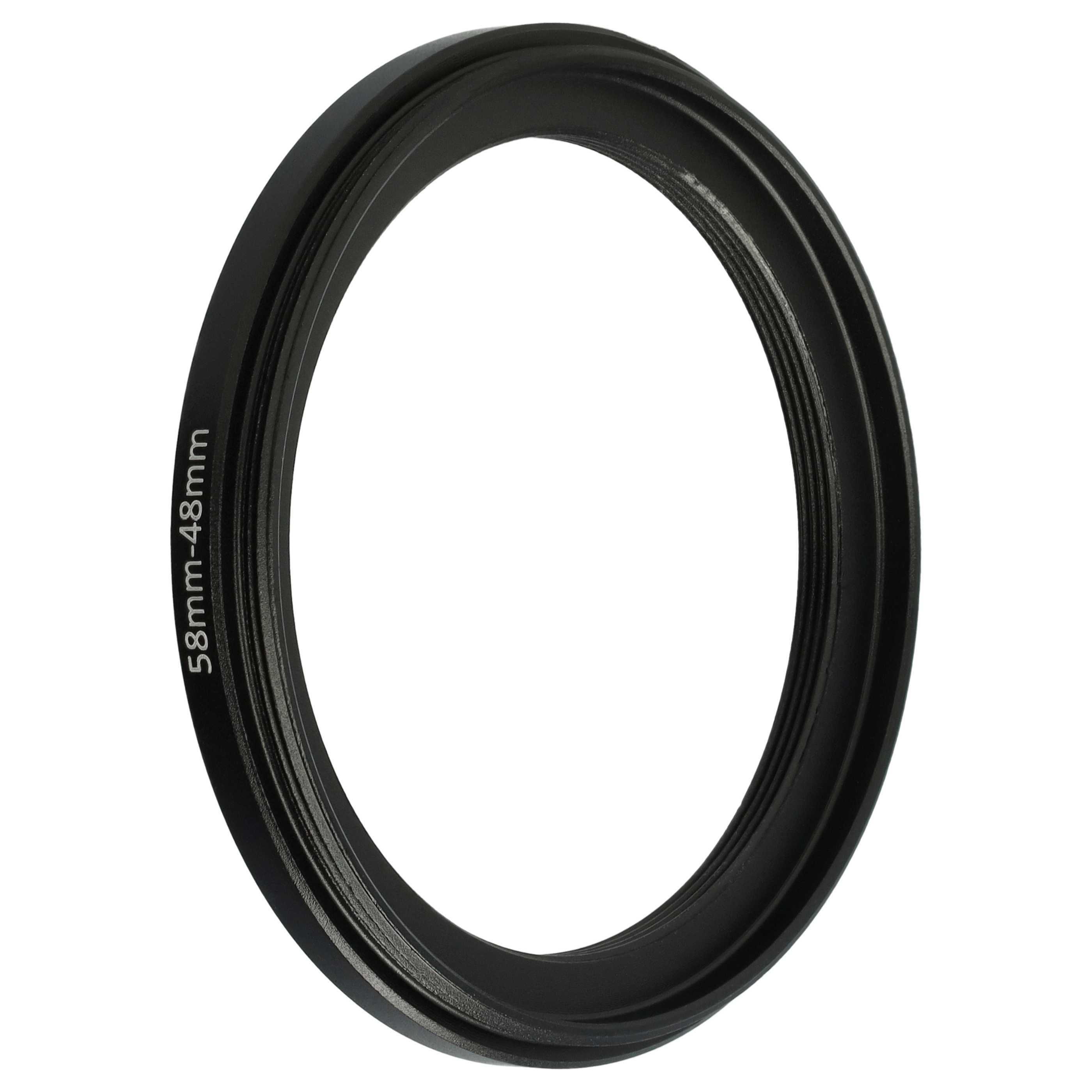 vhbw Step-Down-Ring Adapter 58 mm auf 48 mm für Kamera Objektiv | Filteradapter, Metall Schwarz-1