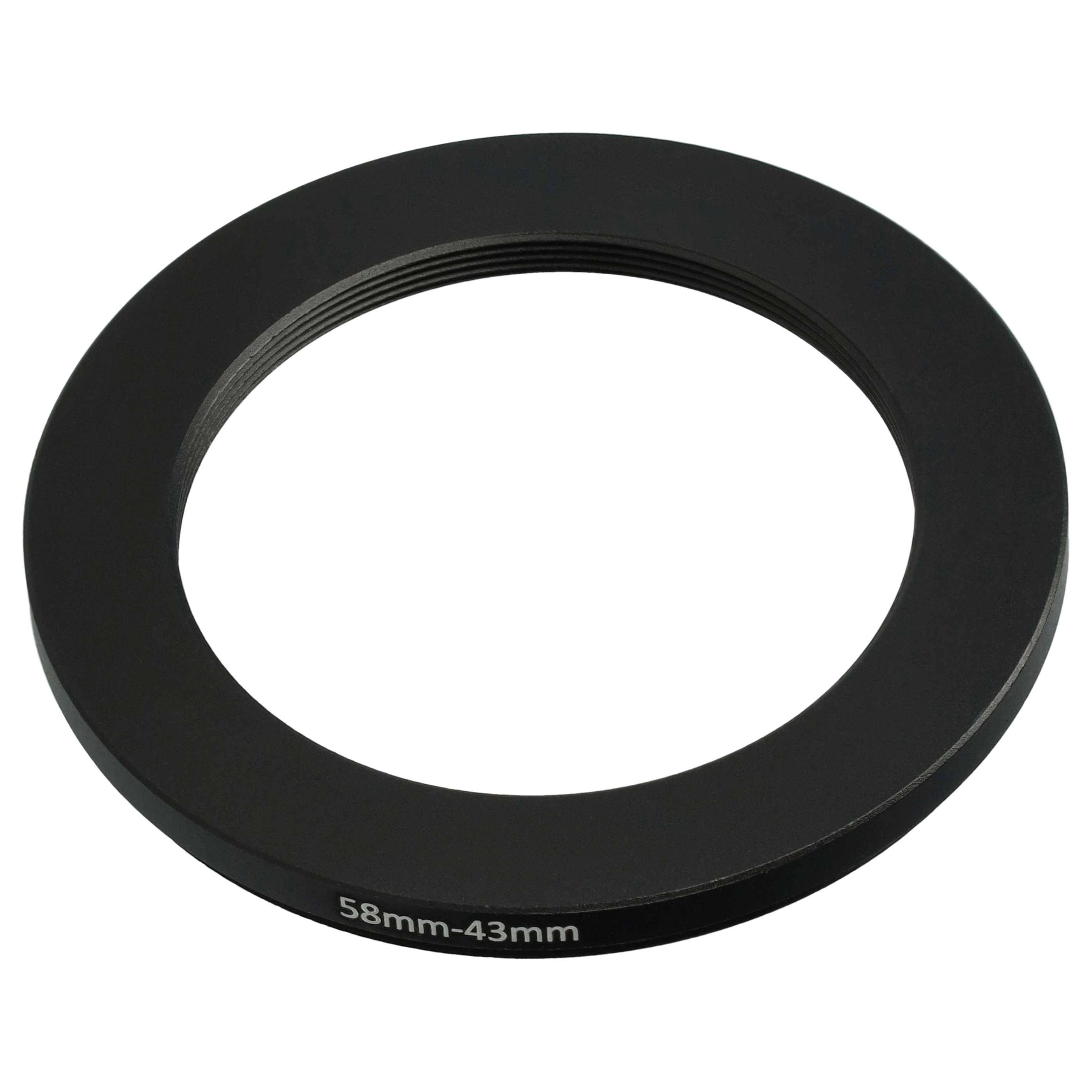 vhbw Step-Down-Ring Adapter von 58 mm auf 43 mm für Kamera Objektiv | Filteradapter, Metall, Schwarz-0