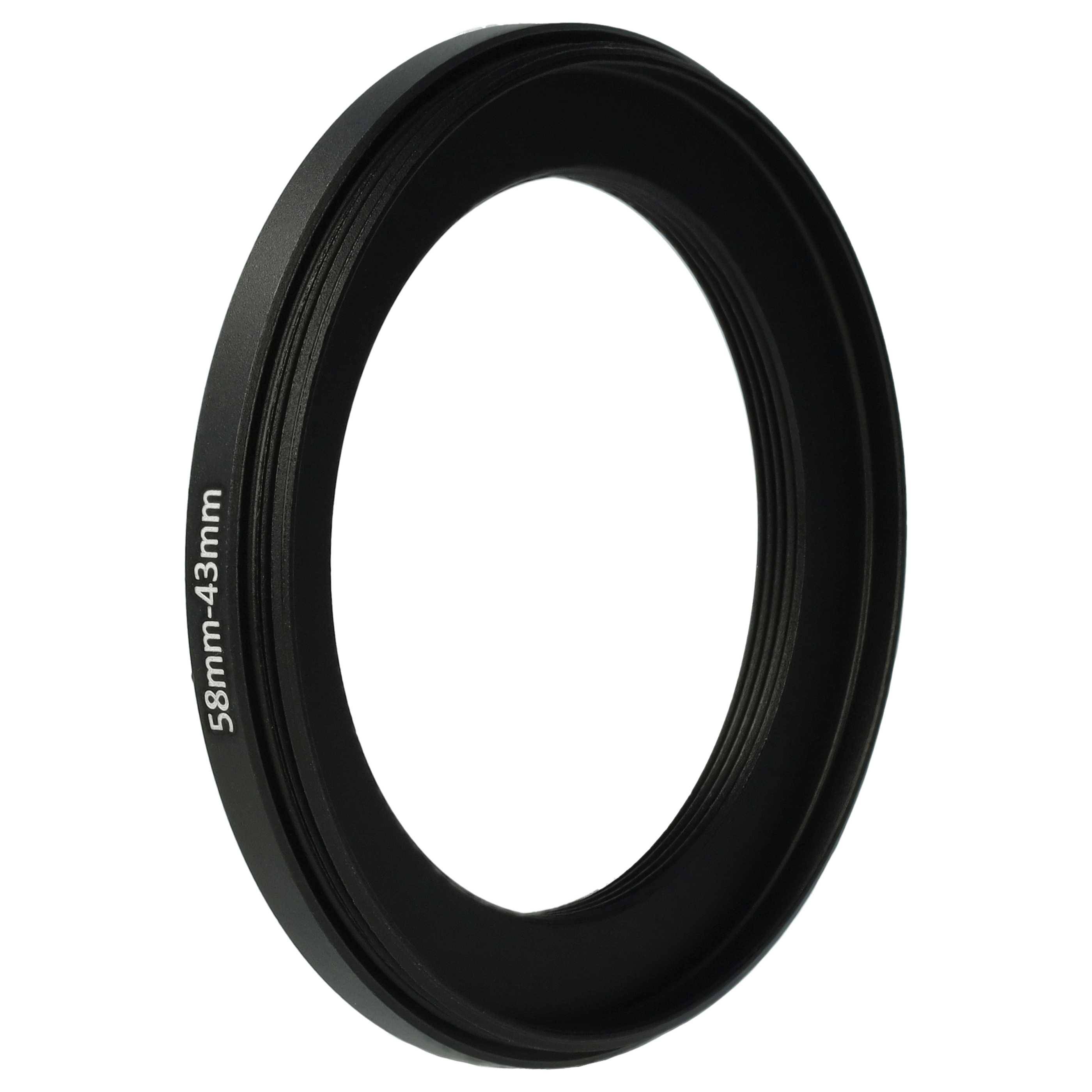vhbw Step-Down-Ring Adapter von 58 mm auf 43 mm für Kamera Objektiv | Filteradapter, Metall, Schwarz-1