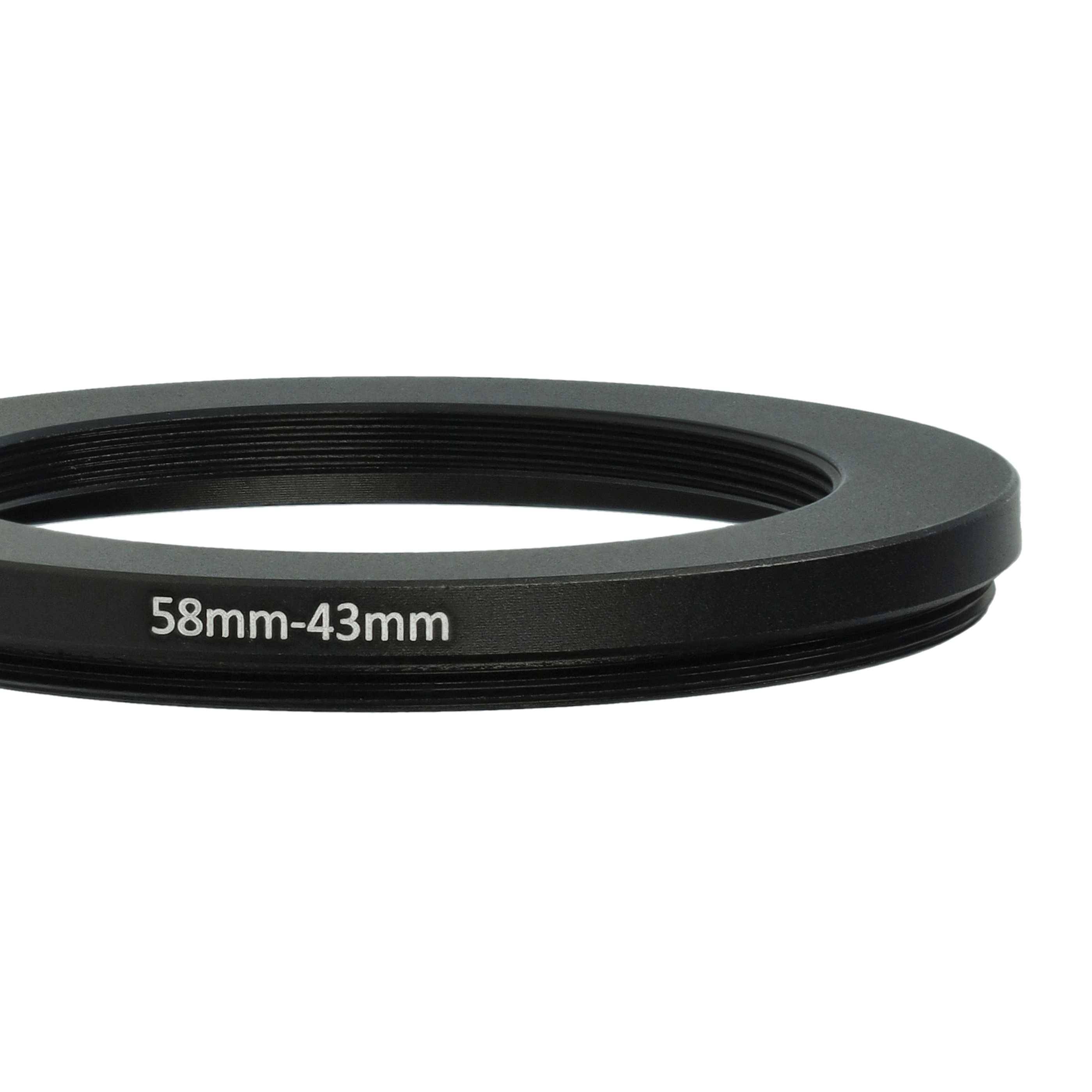 vhbw Step-Down-Ring Adapter von 58 mm auf 43 mm für Kamera Objektiv | Filteradapter, Metall, Schwarz-4