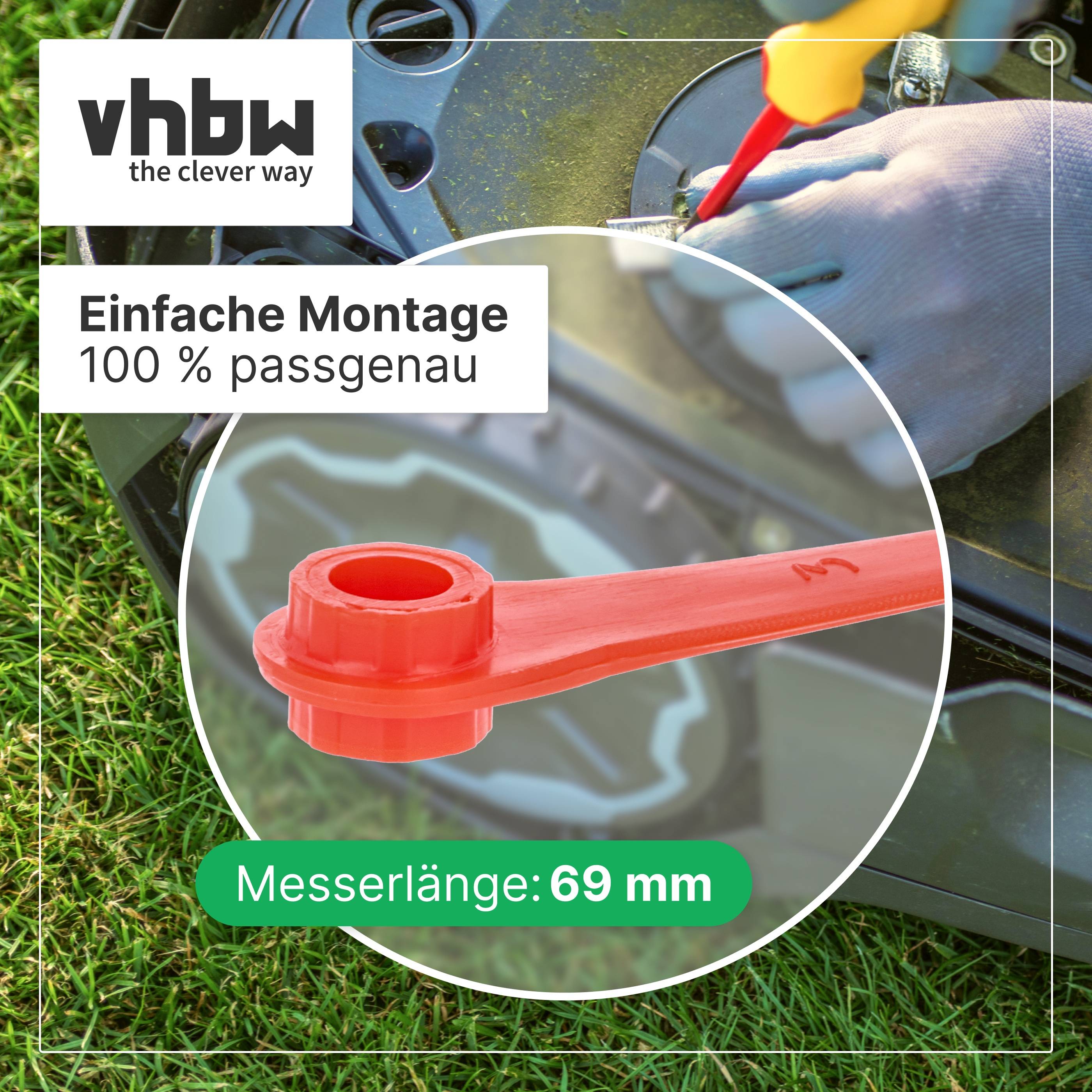 vhbw 10x Ersatz-Messer kompatibel mit Gardena EasyCut Li-18/23R 9823-20 | Li-18/23R 9823 Rasentrimmer - Ersatzklinge Rot-2