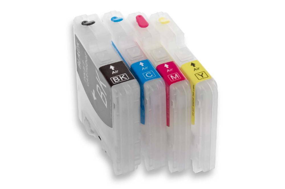 vhbw 4er-Pack Refill Tintenpatrone kompatibel mit Brother DCP-165C | DCP-163C, DCP-145C Drucker, CISS (Kompatibel), Leer-0
