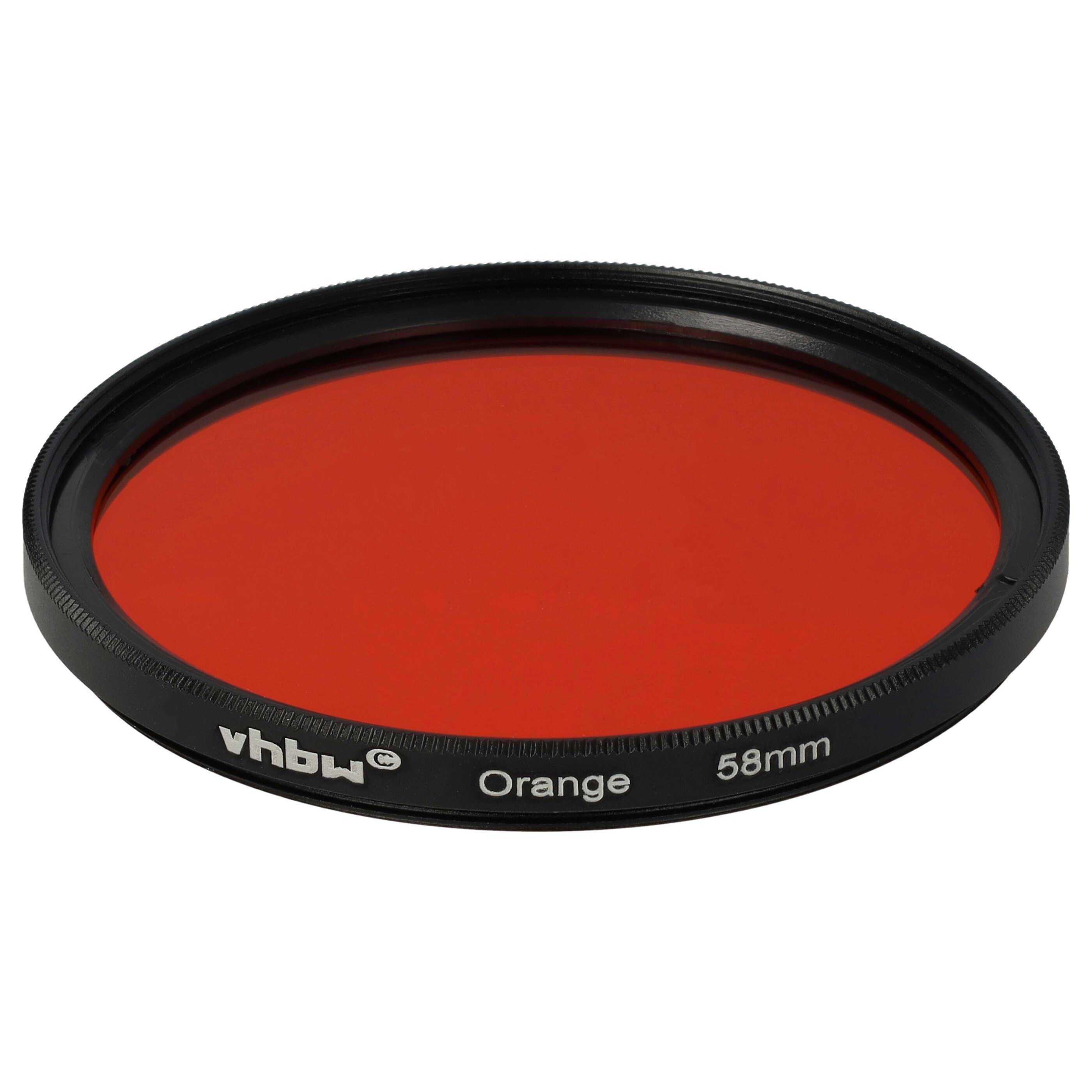 vhbw Universal Farbfilter orange für Kamera Objektive | mit 58mm Filtergewinde, Orangefilter-0