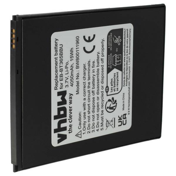 vhbw Akku kompatibel mit Samsung Galaxy Tab Active 2 LTE | Active 2 8.0 TD-LTE, Active 2 8.0 WiFi Tablet Pad (4050 mAh