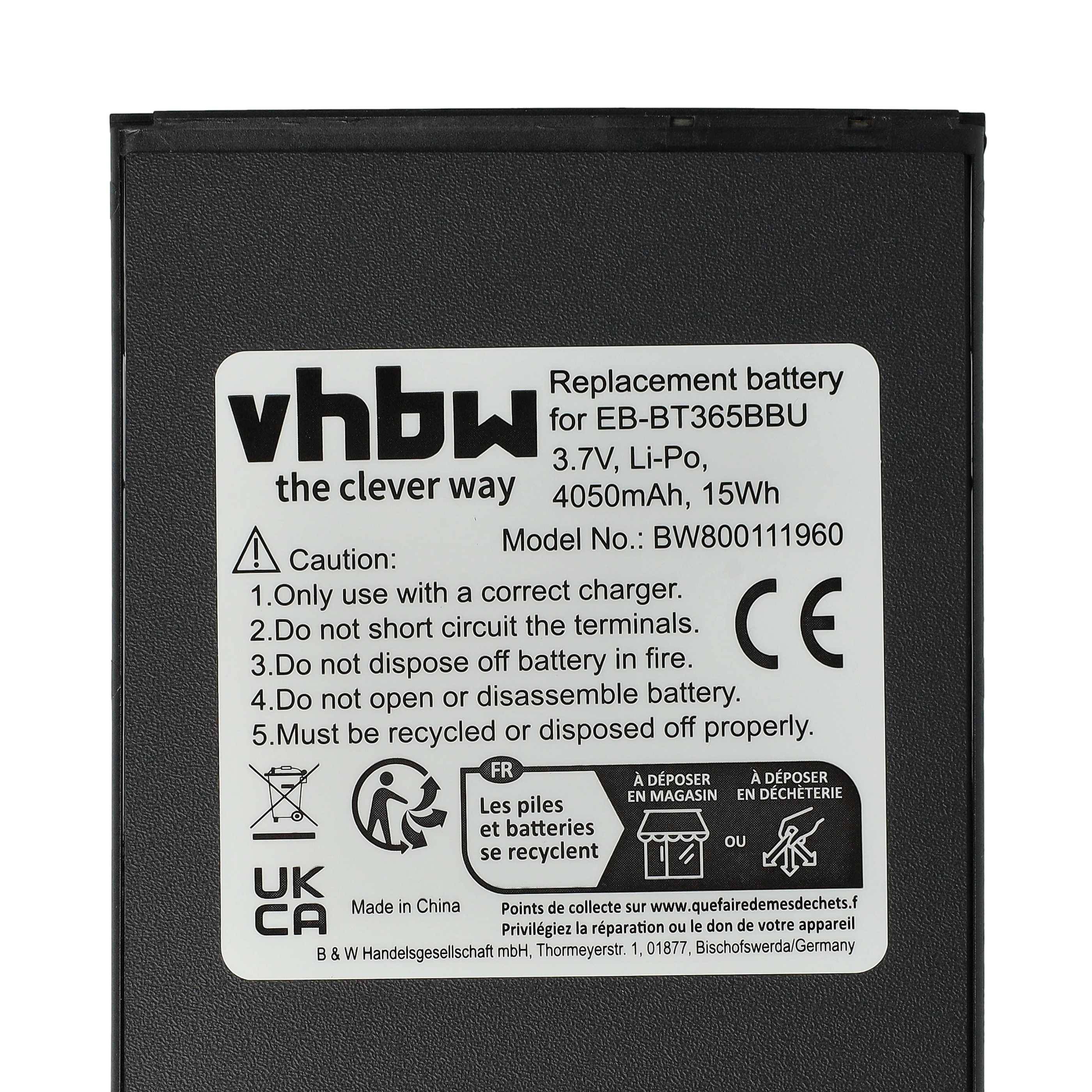vhbw Akku kompatibel mit Samsung Galaxy Tab Active 2 LTE | Active 2 8.0 TD-LTE, Active 2 8.0 WiFi Tablet Pad (4050 mAh-4