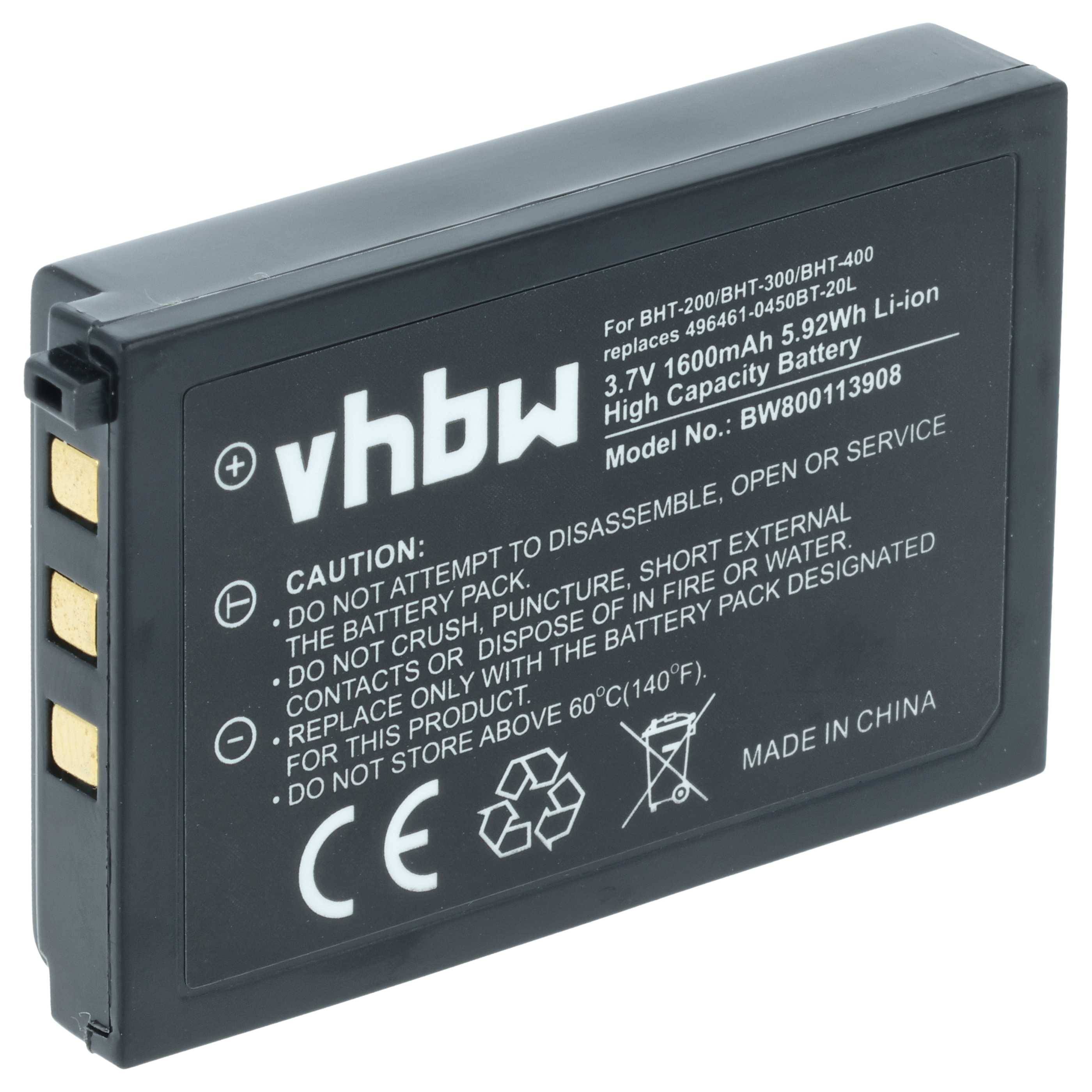 vhbw Akku kompatibel mit Denso BHT-300BW | BHT-200BW-CE, BHT-300, BHT-200, BHT-300BW-CN Barcodescanner POS (1600 mAh, 3-0