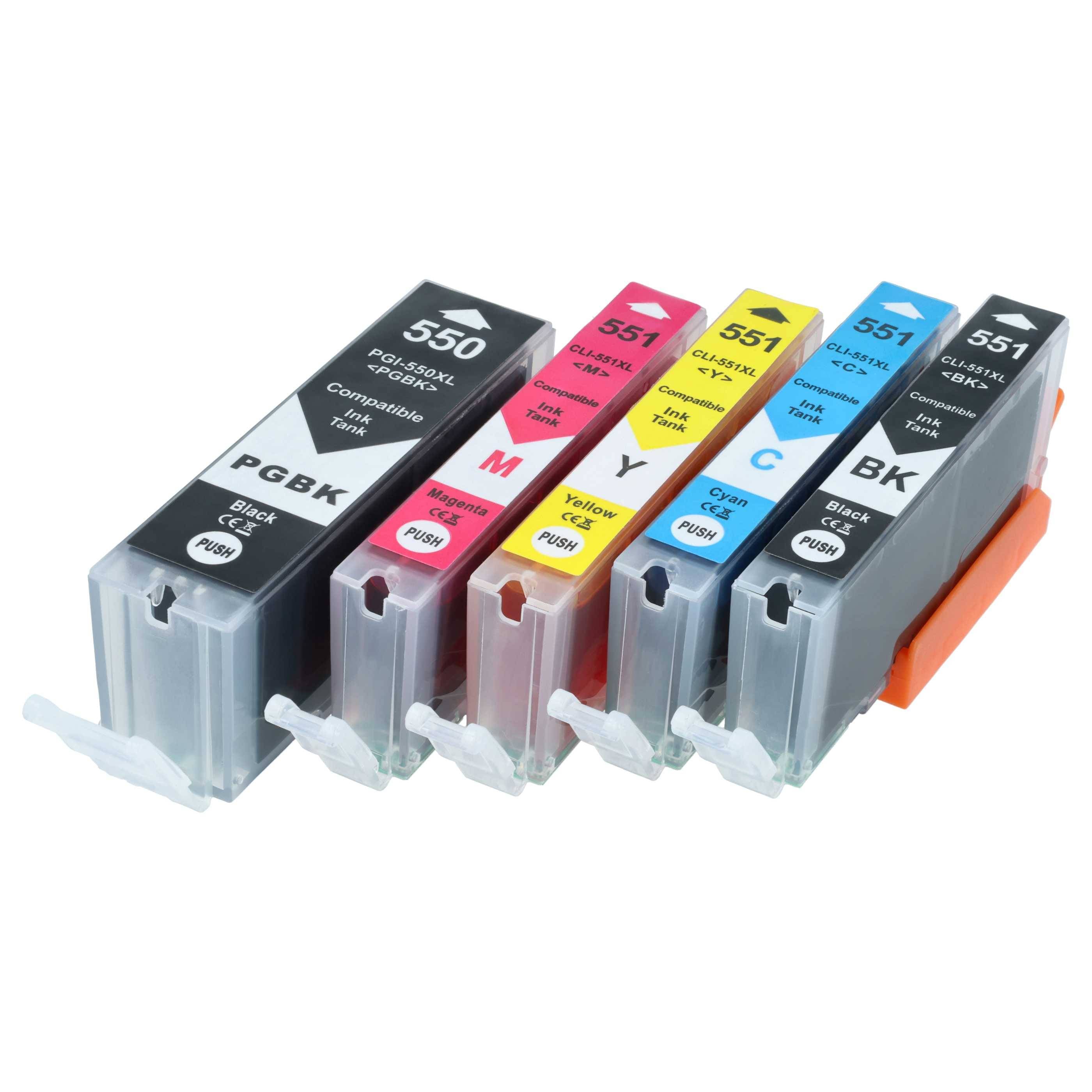 5 x vhbw Set Druckerpatronen mit Chip kompatibel mit Canon Pixma MX720 | für MX920 Ersatz für CLI-551 - Tintenpatrone-0
