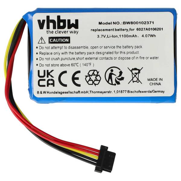 vhbw 1x Akku kompatibel mit TomTom XXL 530S | 530 GPS Navigation Navi (1100 mAh, 3,7 V, Li-Ion)