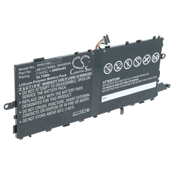 vhbw Akku Ersatz für Lenovo 00HW04 | 00HW044, 00HW045, SB10J78994, 00HW046, SB10J78993 für Tablet Pad (4900 mAh, 7,5 V