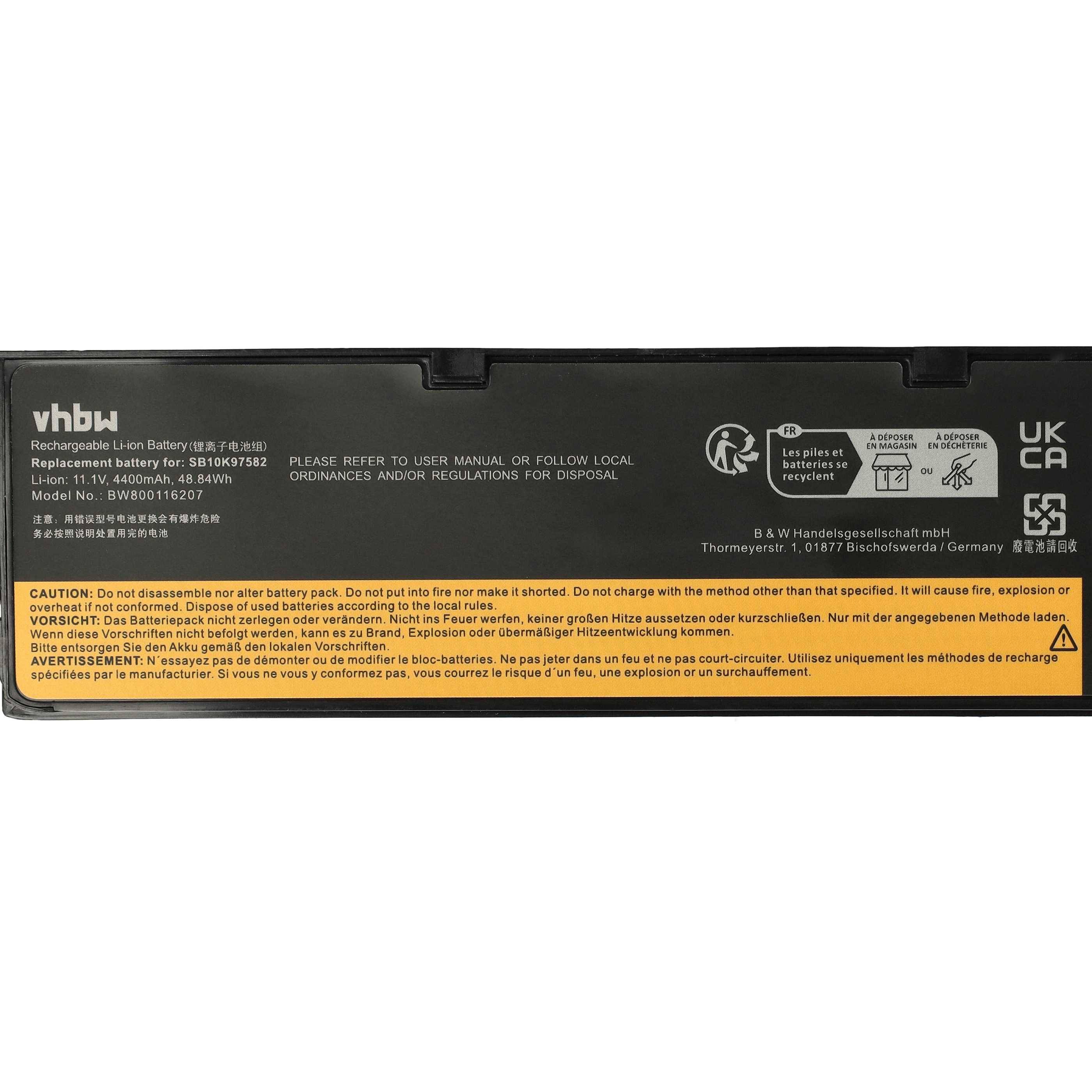 vhbw Akku kompatibel mit Lenovo ThinkPad T480 (20L**) | T470 (20J**), T570 (20J**), T570 (20H**) Notebook (4400 mAh, 11-4