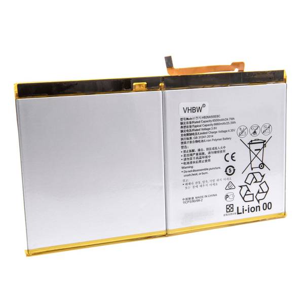 vhbw Akku kompatibel mit Huawei Mediapad T2 10.0 Pro WiFi | Tablet Pad (6650 mAh, 3,8 V, Li-Polymer)