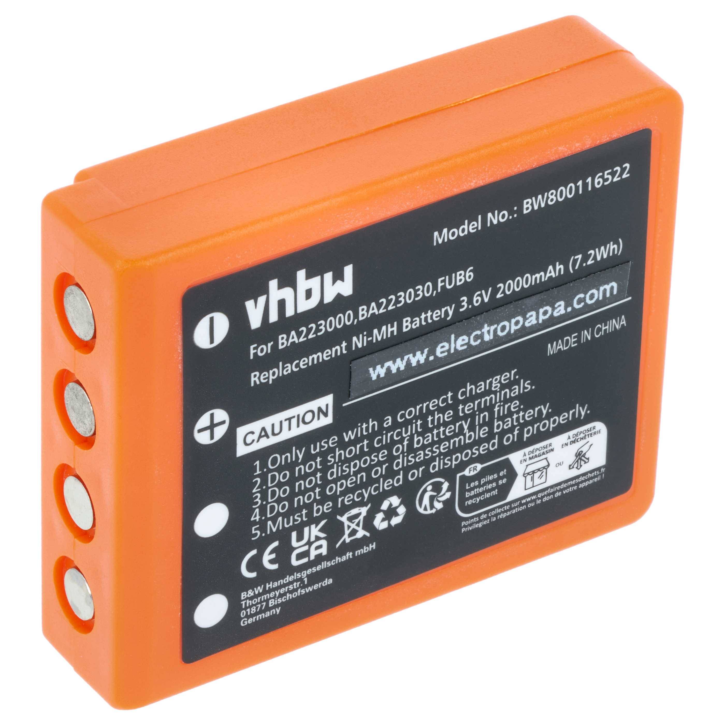 vhbw Akku Ersatz für HBC BA223000 | für Industrie-Funkfernsteuerung Fernbedienung (2000 mAh, 3,6 V, NiMH)-0