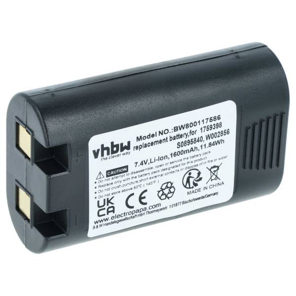 vhbw Akku kompatibel mit Dymo Rhino 5200 | 4200 Drucker Kopierer Scanner Etiketten-Drucker (1600 mAh, 7,4 V, Li-Ion)