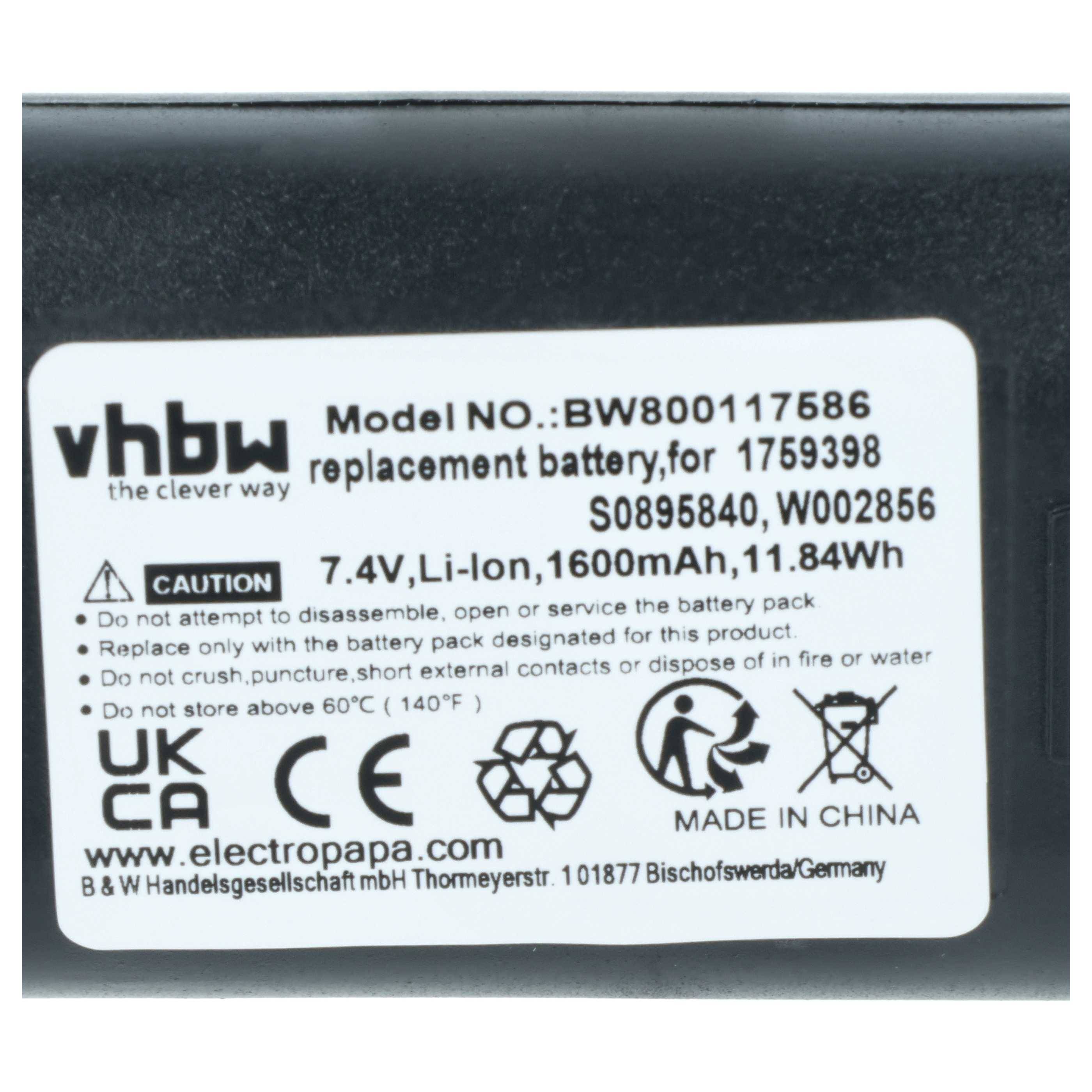 vhbw Akku kompatibel mit Dymo Rhino 5200 | 4200 Drucker Kopierer Scanner Etiketten-Drucker (1600 mAh, 7,4 V, Li-Ion)-3
