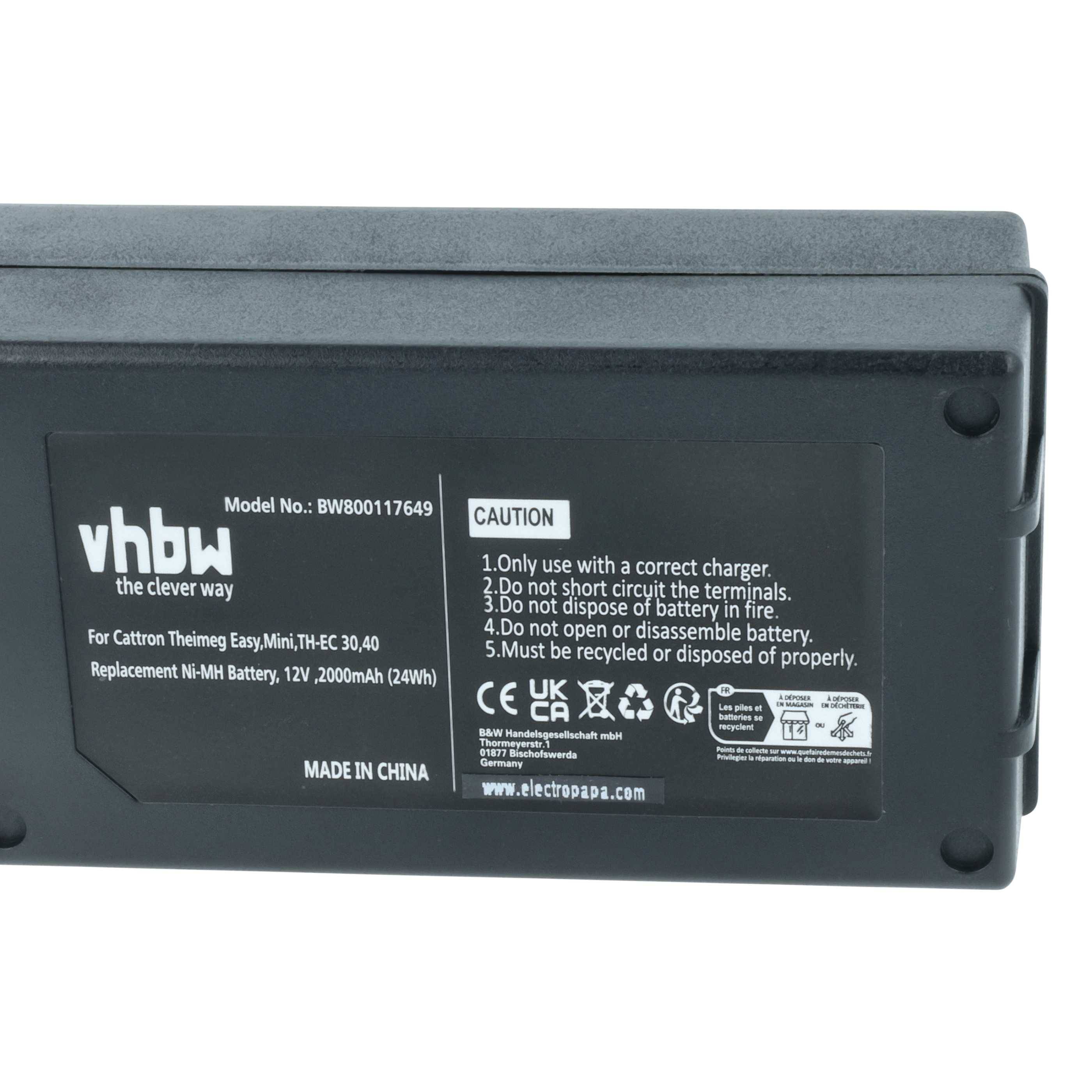 vhbw Akku kompatibel mit Cattron-Theimeg TH-EC 40 | Industrie-Funkfernsteuerung Fernbedienung (2000 mAh, 12 V, NiMH)-3
