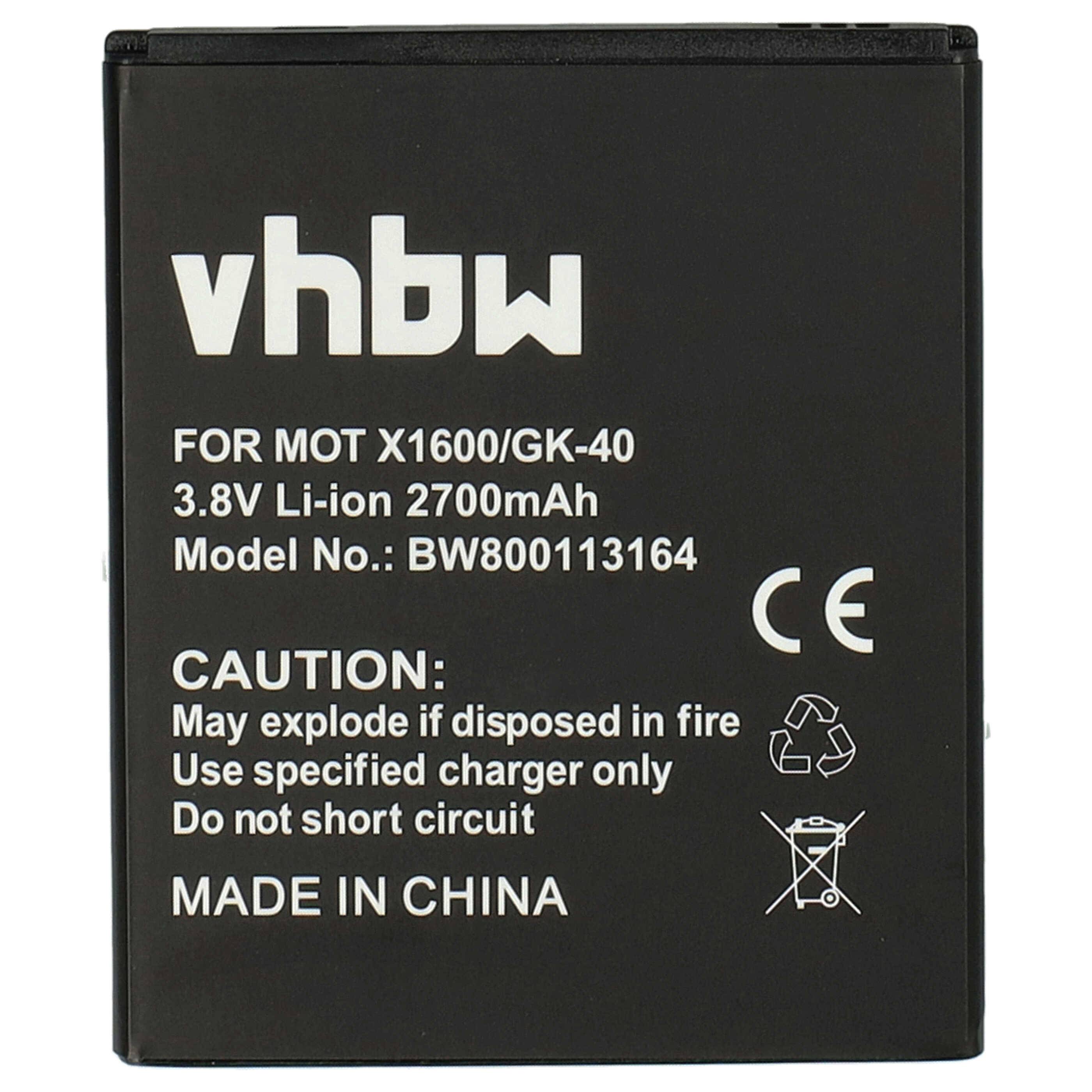 vhbw Akku Ersatz für Motorola SNN5981A | SNN5976A, GK40, SNN5979A, SNN5977A für Handy Smartphone Telefon (2700 mAh, 3,8-0