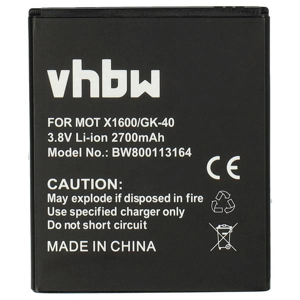 vhbw Akku Ersatz für Motorola SNN5981A | SNN5976A, GK40, SNN5979A, SNN5977A für Handy Smartphone Telefon (2700 mAh, 3,8