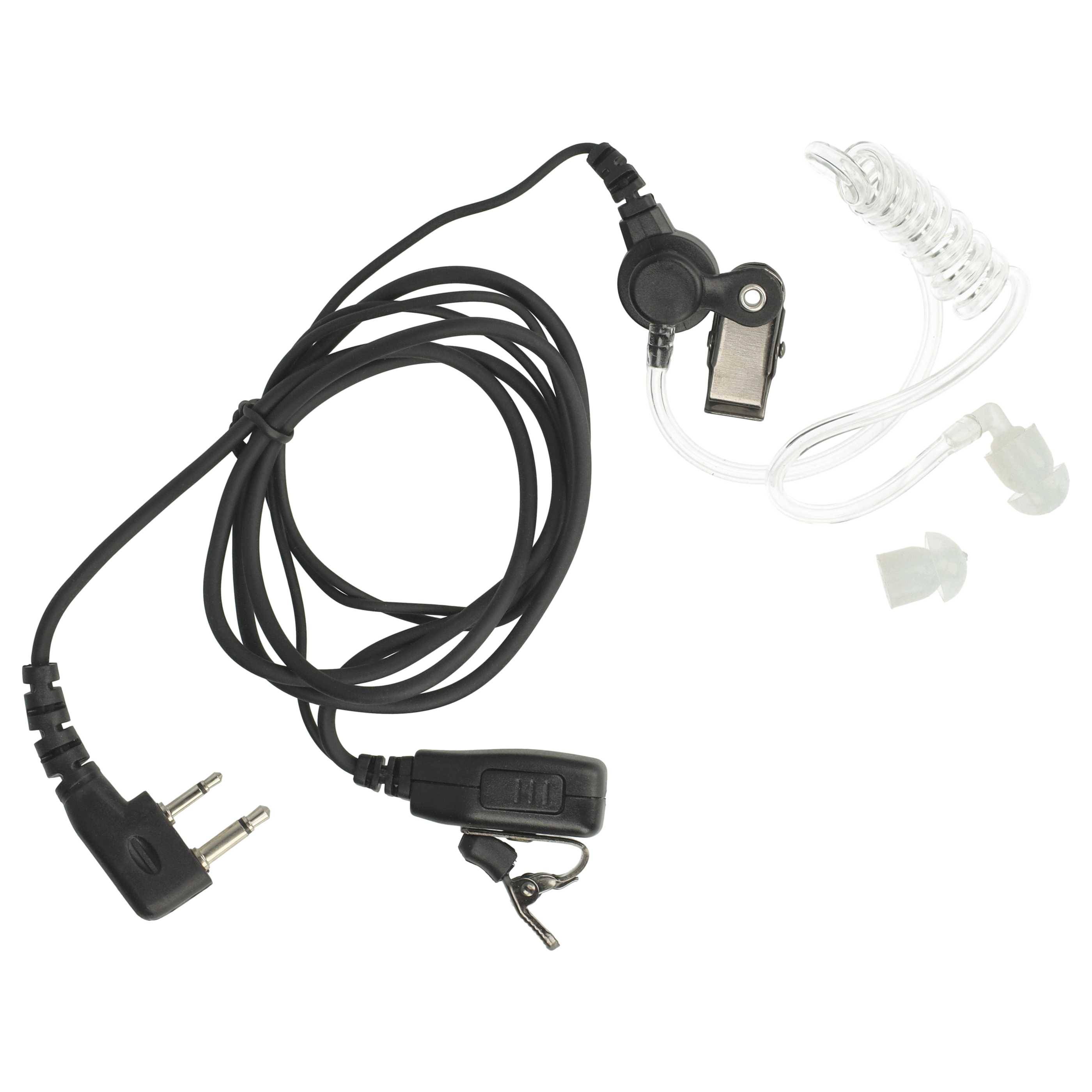 vhbw Headset kompatibel mit Alinco DJ-580 | DJ-196, DJ-560, DJ-446, DJ-496, DJ-493 Funkgerät - schwarz, Transparenter-0
