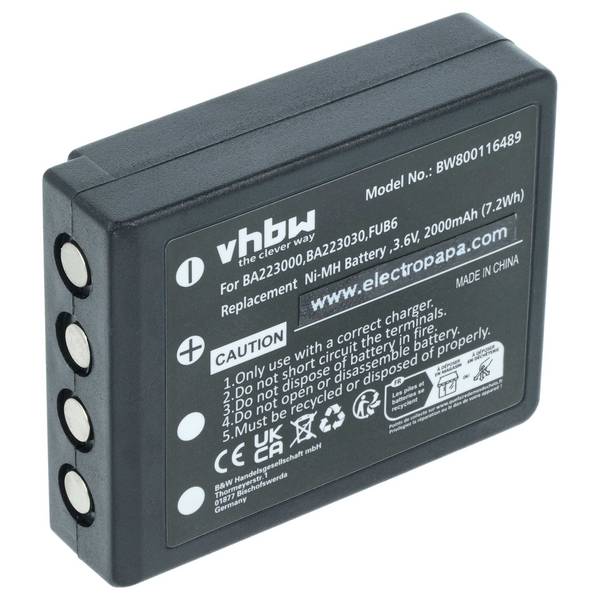 vhbw Akku kompatibel mit HBC Radiomatic Spectrum 2 | Vector Pro Fernbedienung Remote Control (2000 mAh, 3,6 V, NiMH)